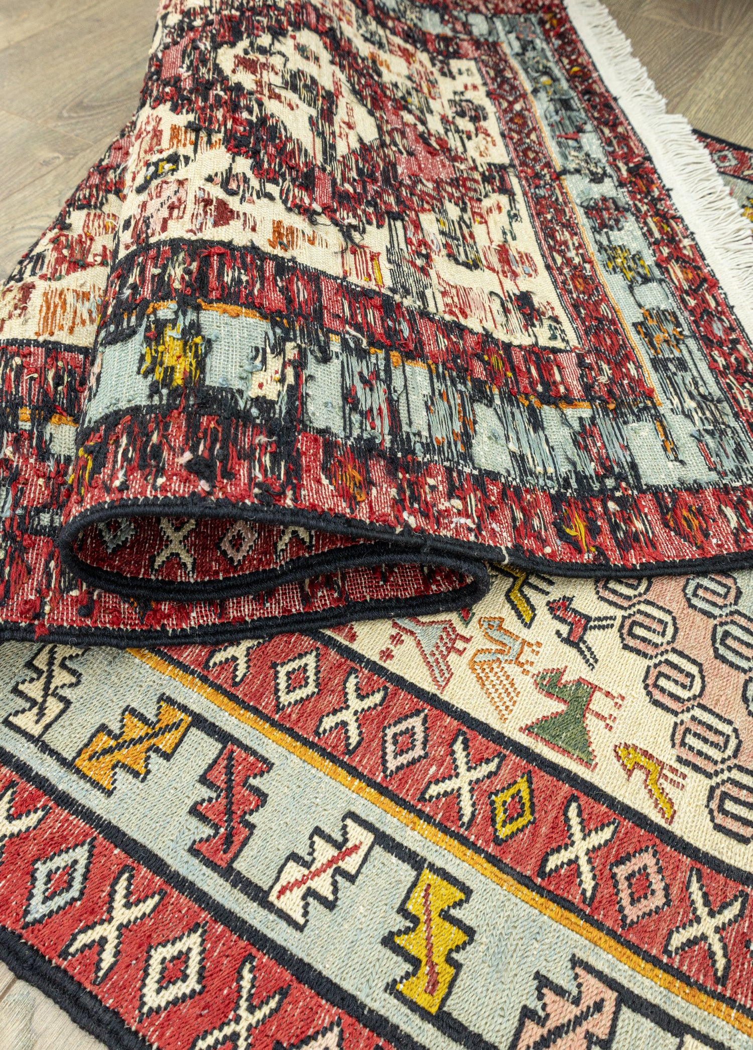 Rosa El Dokuma İpek Kilim Yolluk 71x281 cm