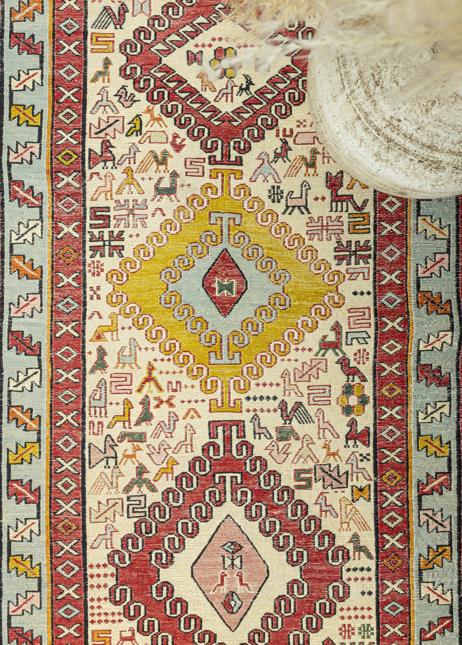 Rosa El Dokuma İpek Kilim Yolluk 71x281 cm
