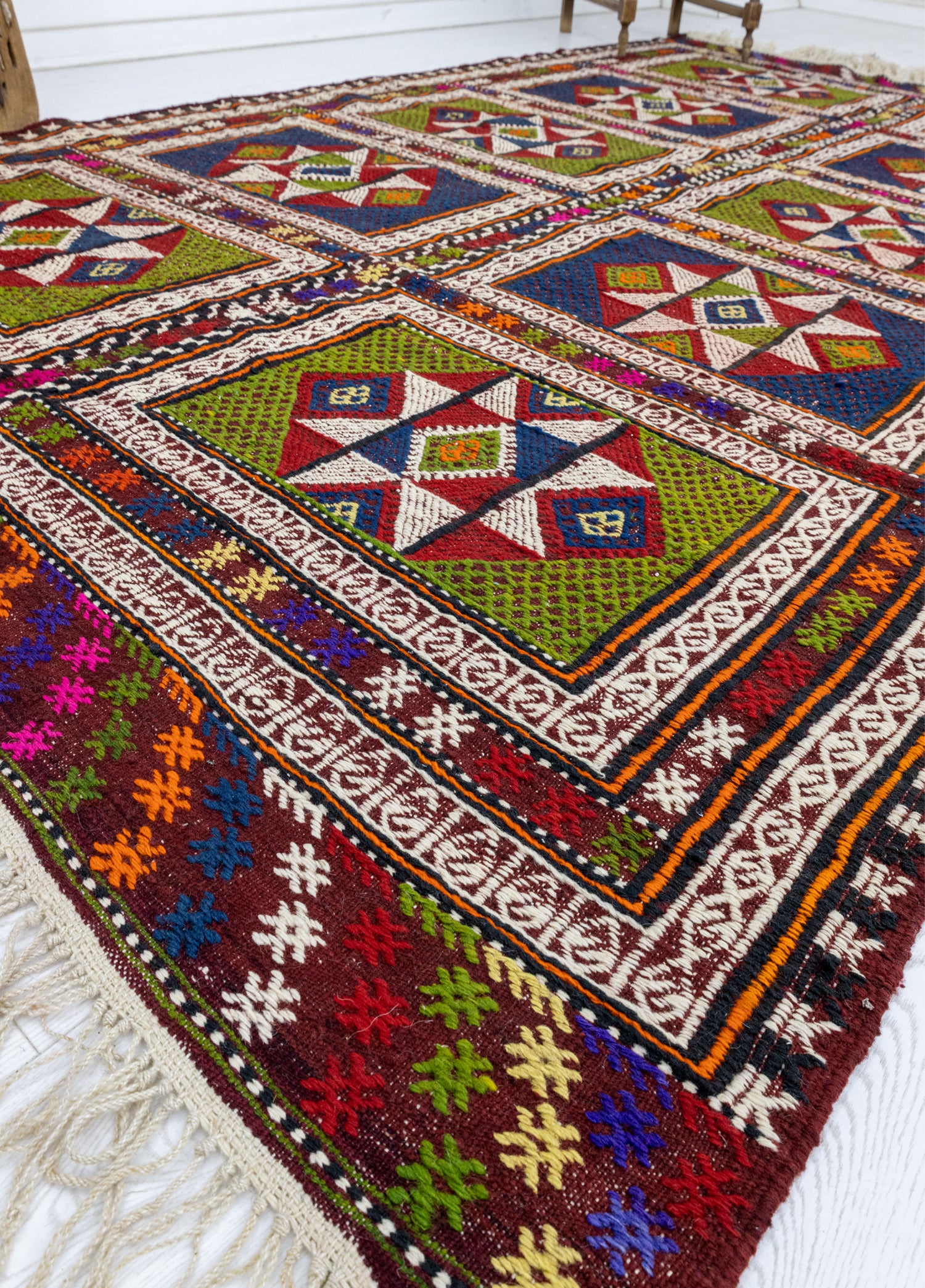 Zerda El Dokuması Geometrik Desenli Cicim Kilim 170x290 cm