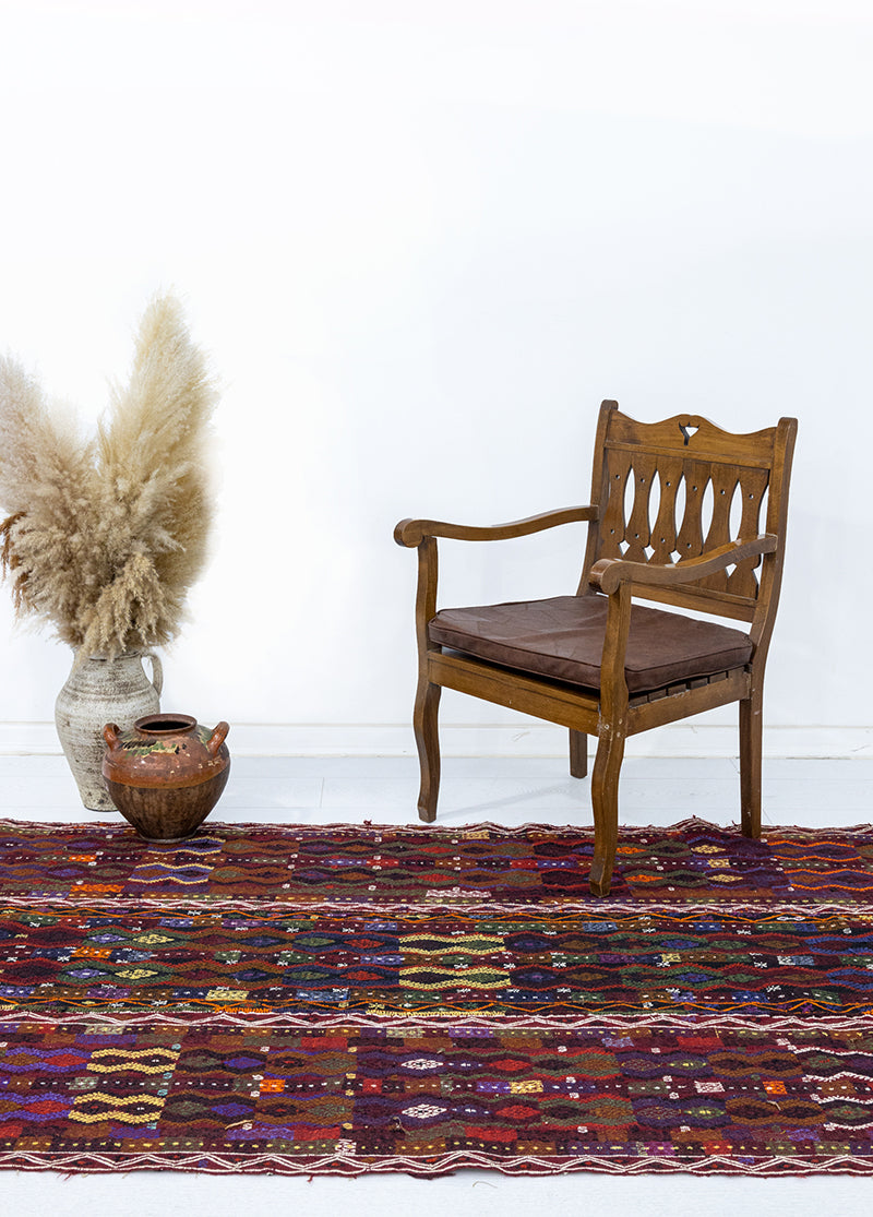 Eza Vintage Etnik Desenli Cicim Kilim 122X500 cm