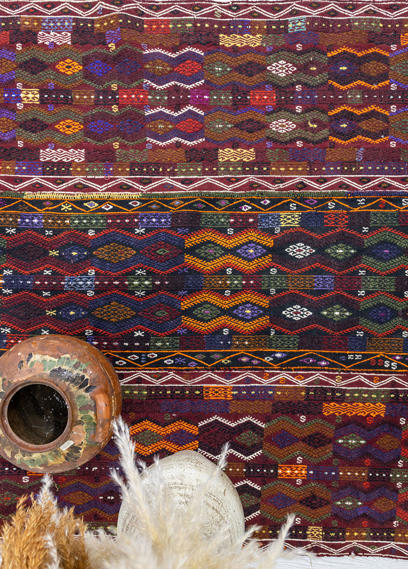 Eza Vintage Etnik Desenli Cicim Kilim 122X500 cm