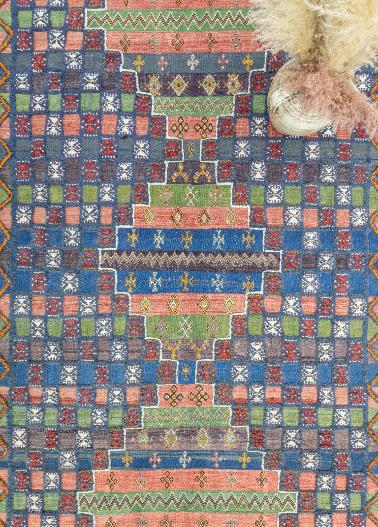 Rabat Geometrik Desenli Fas Halı Kilim 205x344 cm