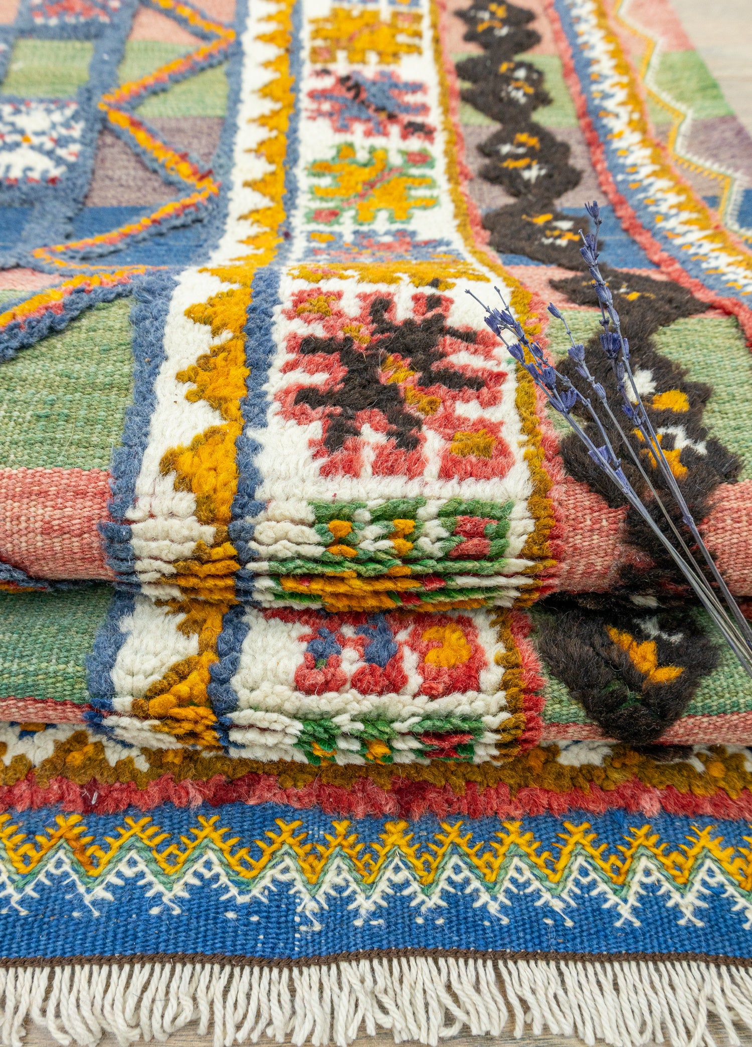 Rabat Geometrik Desenli Fas Halı Kilim 205x344 cm