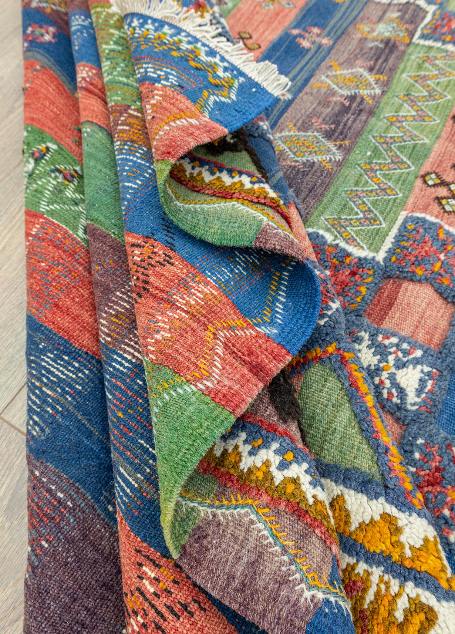 Rabat Geometrik Desenli Fas Halı Kilim 205x344 cm