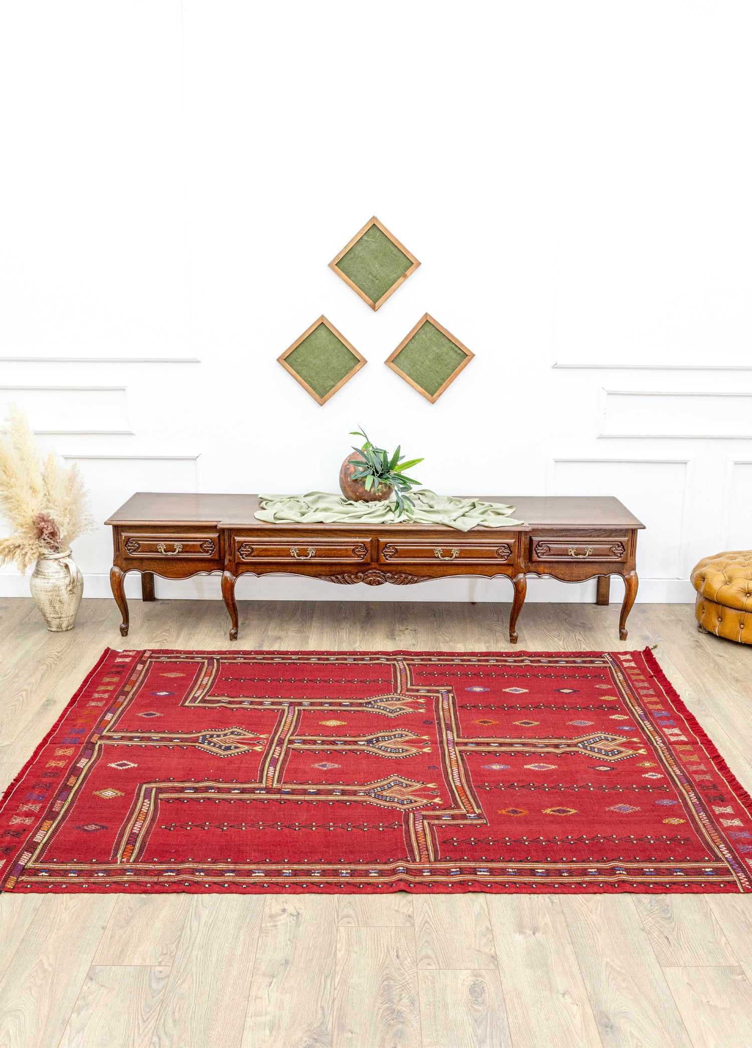 Birgos Anahtar Motifli Yün Kilim 164x225 cm