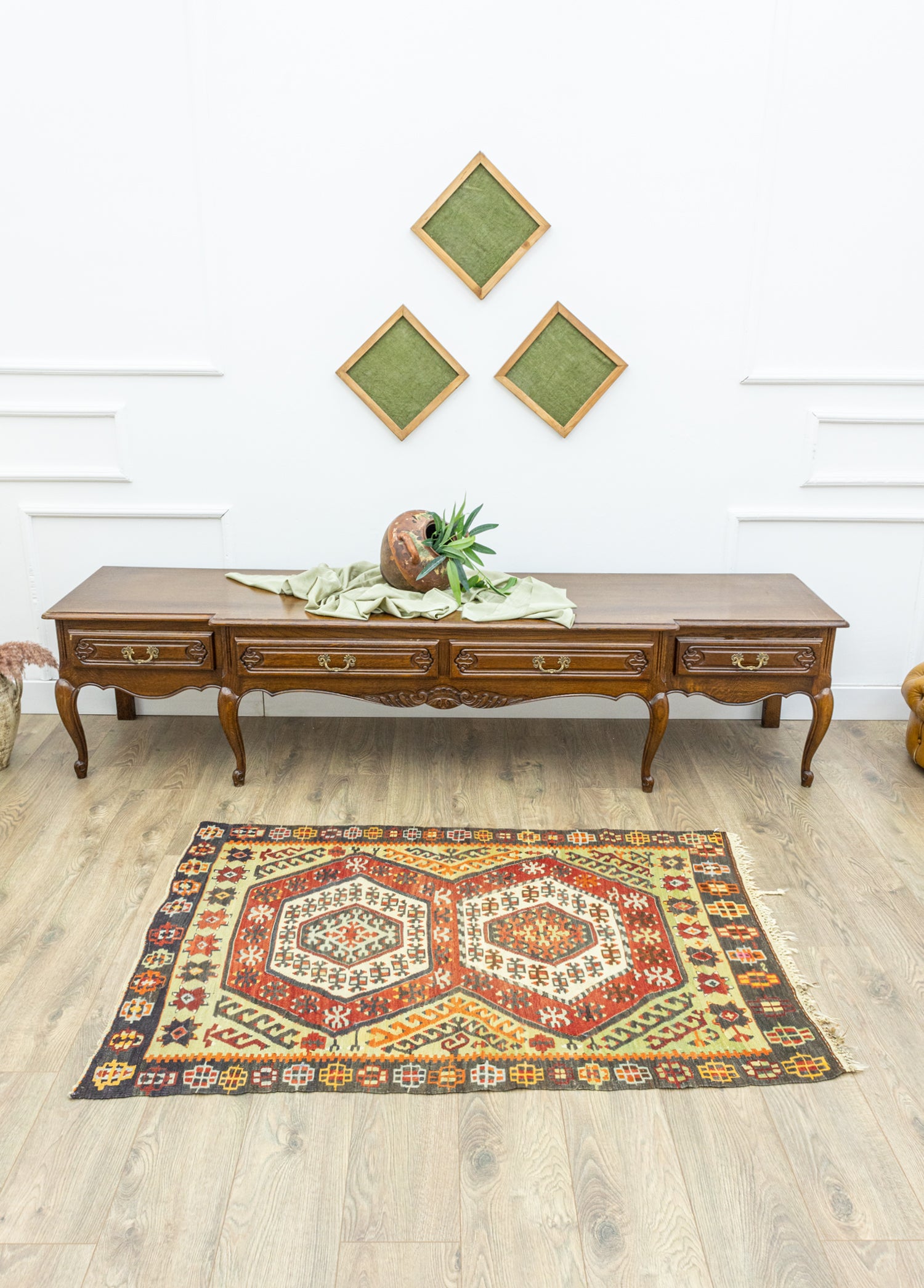 Elnara Geometrik Tasarımlı Yün Kilim 102x145 cm