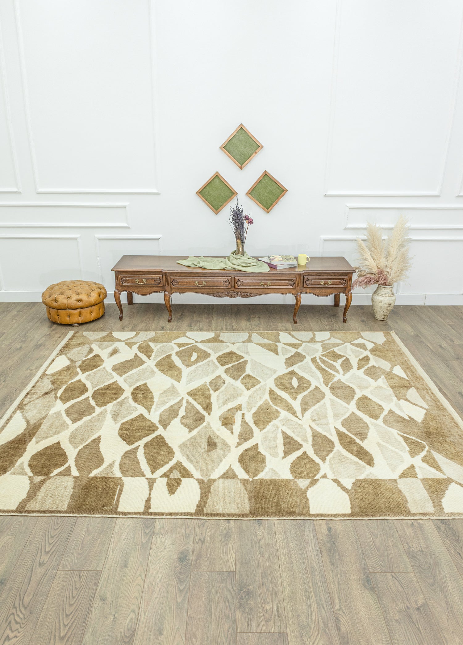 Kutal Soyut Tasarımlı El Dokuma Yün Halı 228x292 cm