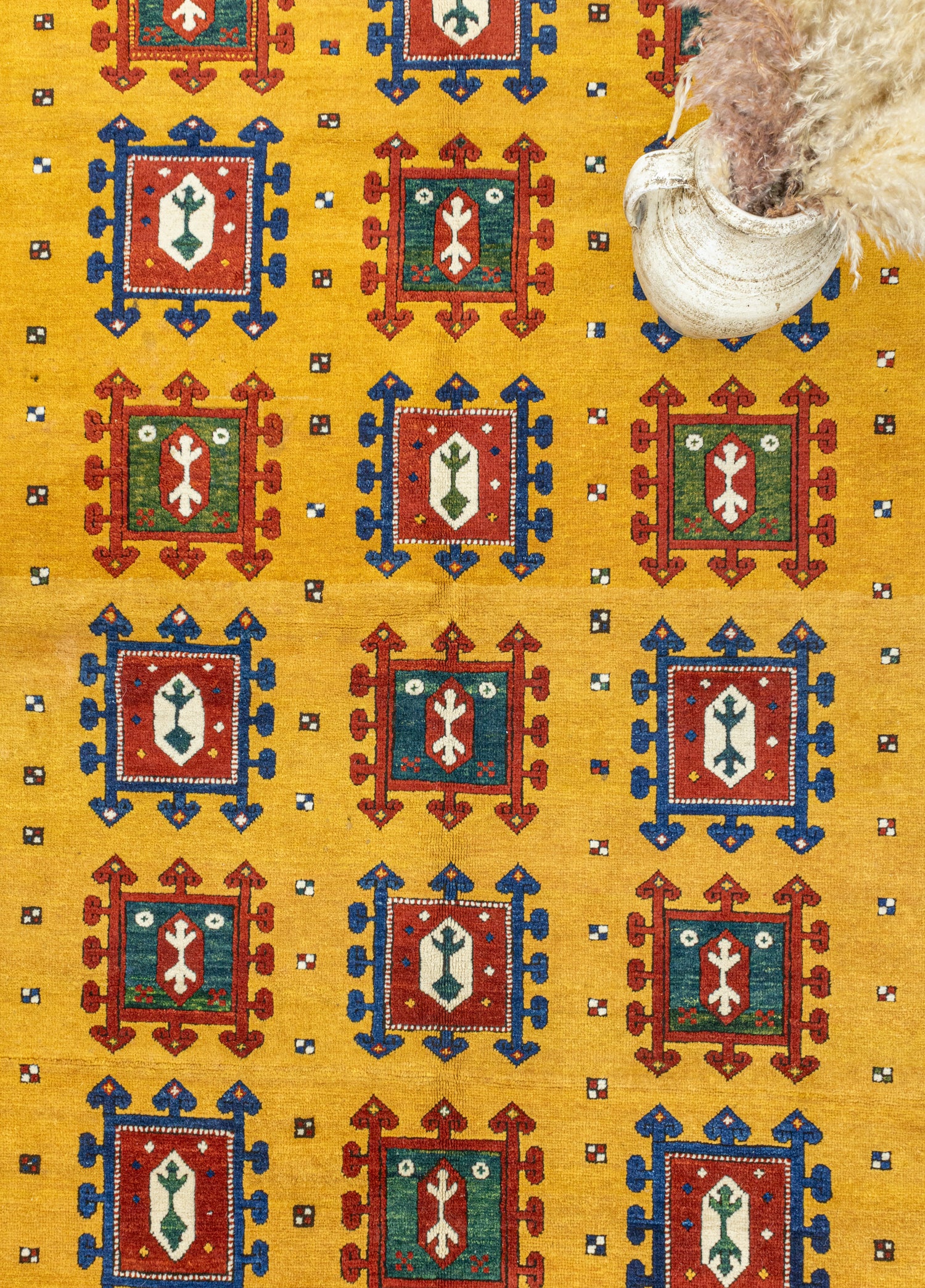 Hevi El Dokuma Sarı Yün Halı 161x237 cm