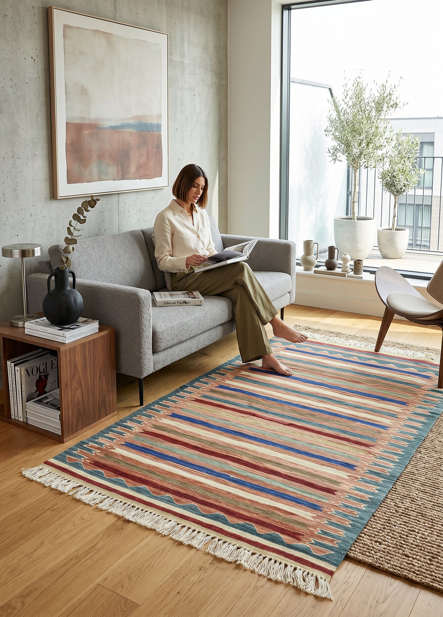 Efes Dekoratif Çubuklu Kilim 111x172 cm