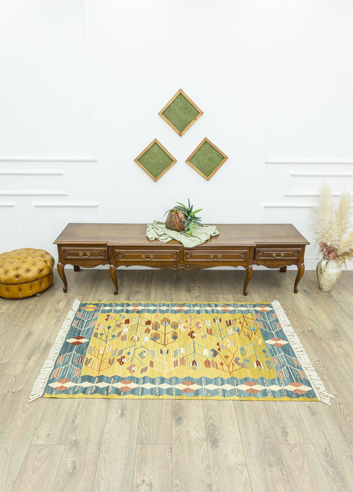 Bluesy El Dokuma Yün Kilim 113x173 cm