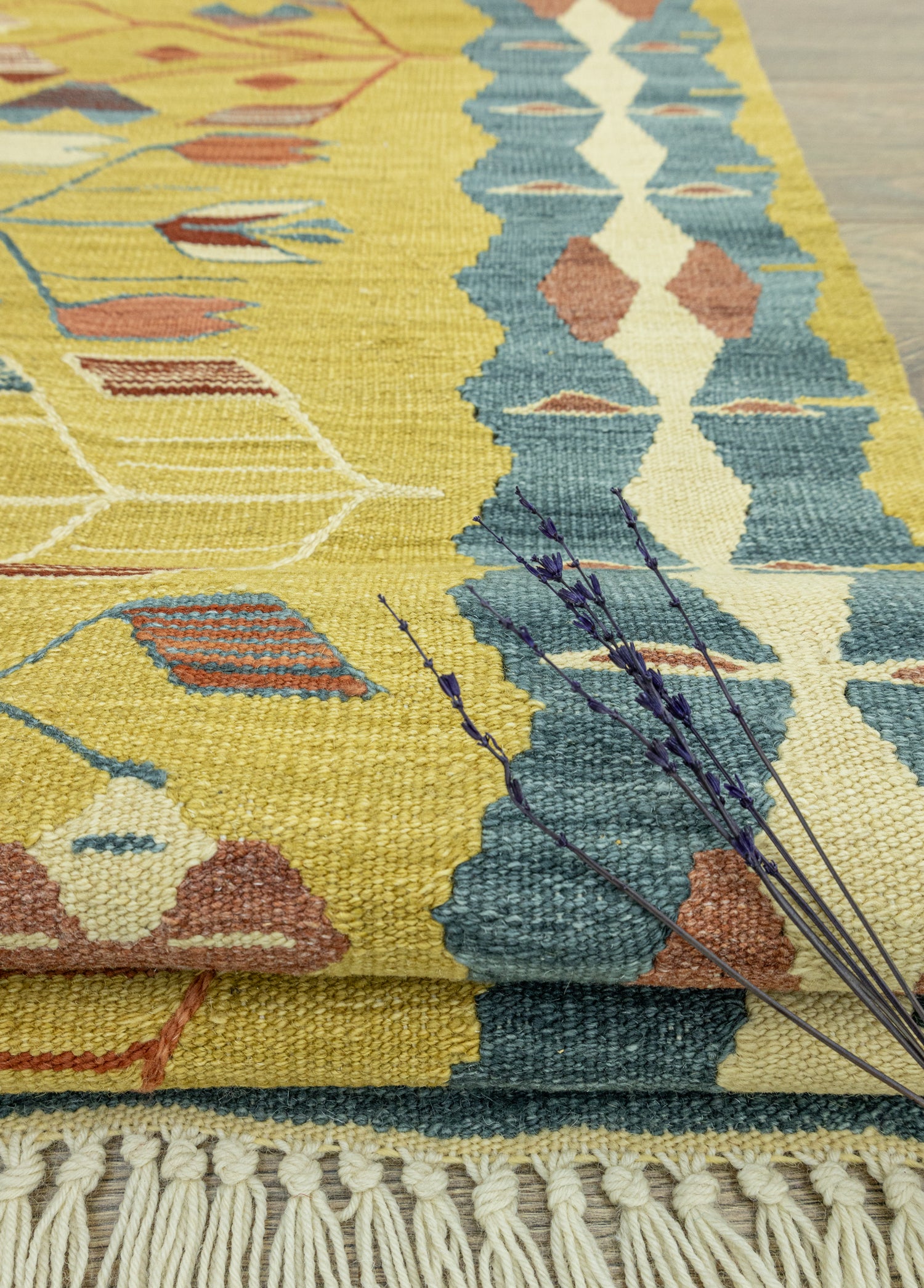 Bluesy El Dokuma Yün Kilim 113x173 cm