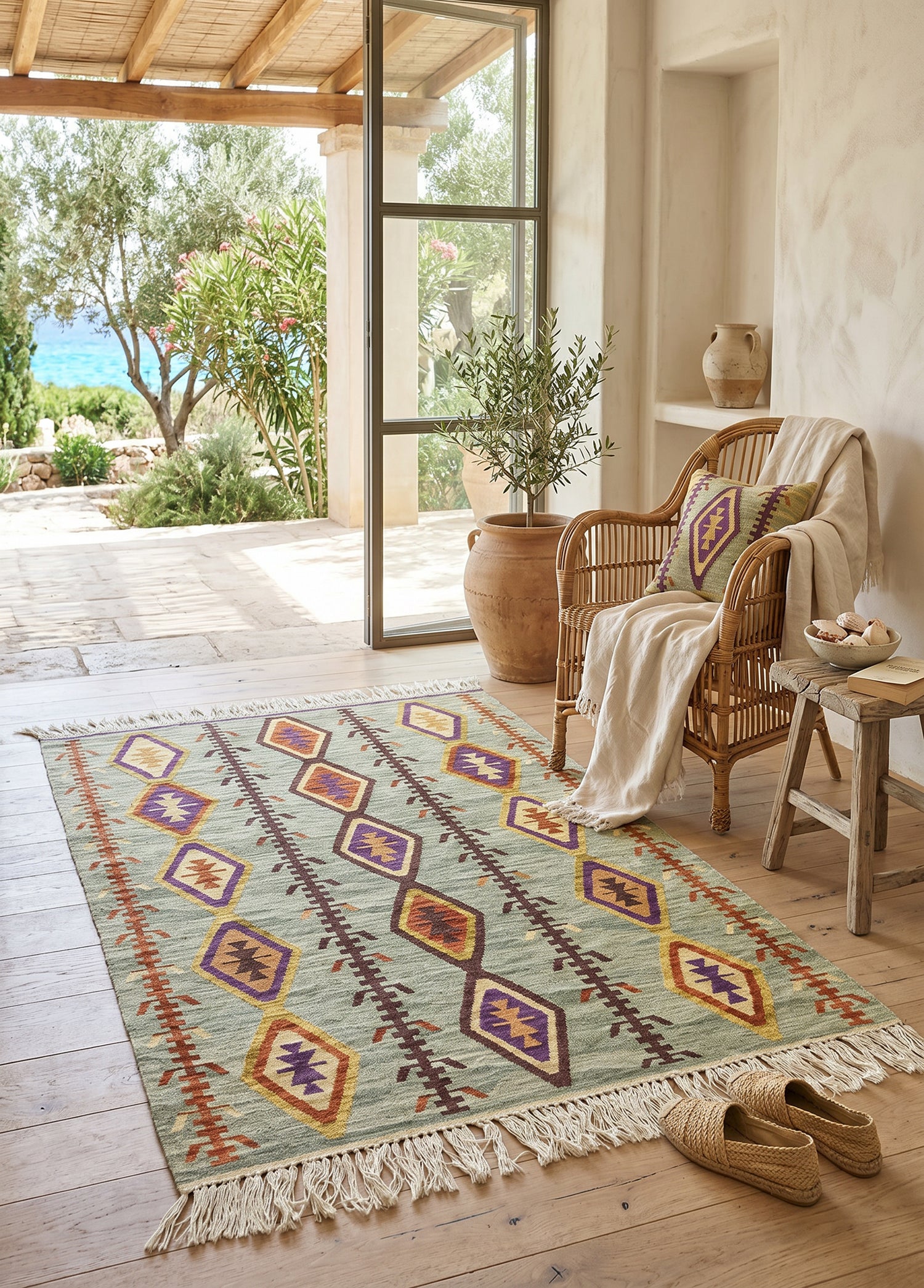 Granada Geometrik Tasarımlı Yün Kilim 117 x 174 cm