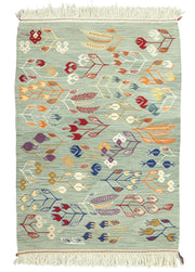 Glenn Çiçek Motifli Yün Kilim 114 x 160