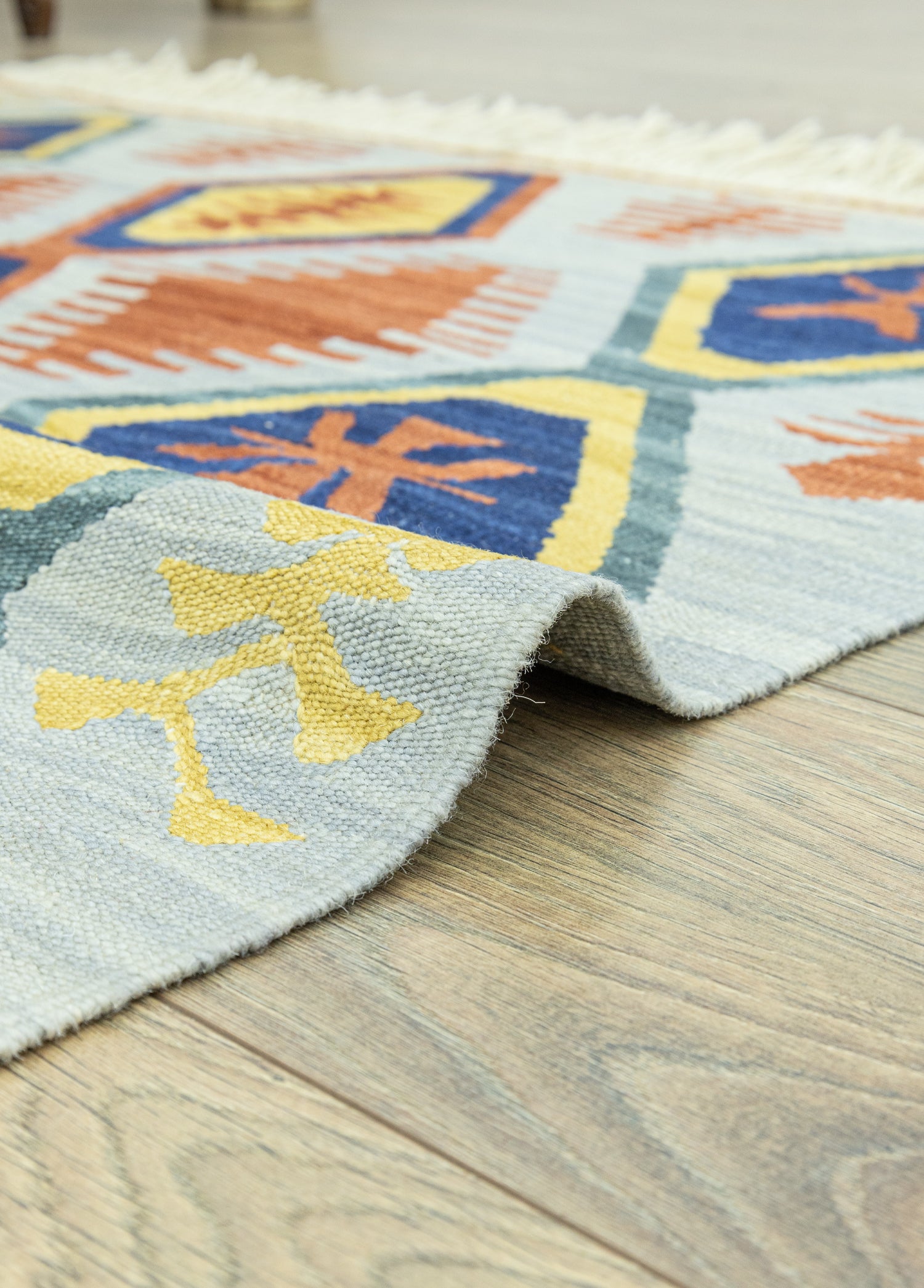 Miraz Geometrik Tasarımlı Yün Kilim 113x172 cm