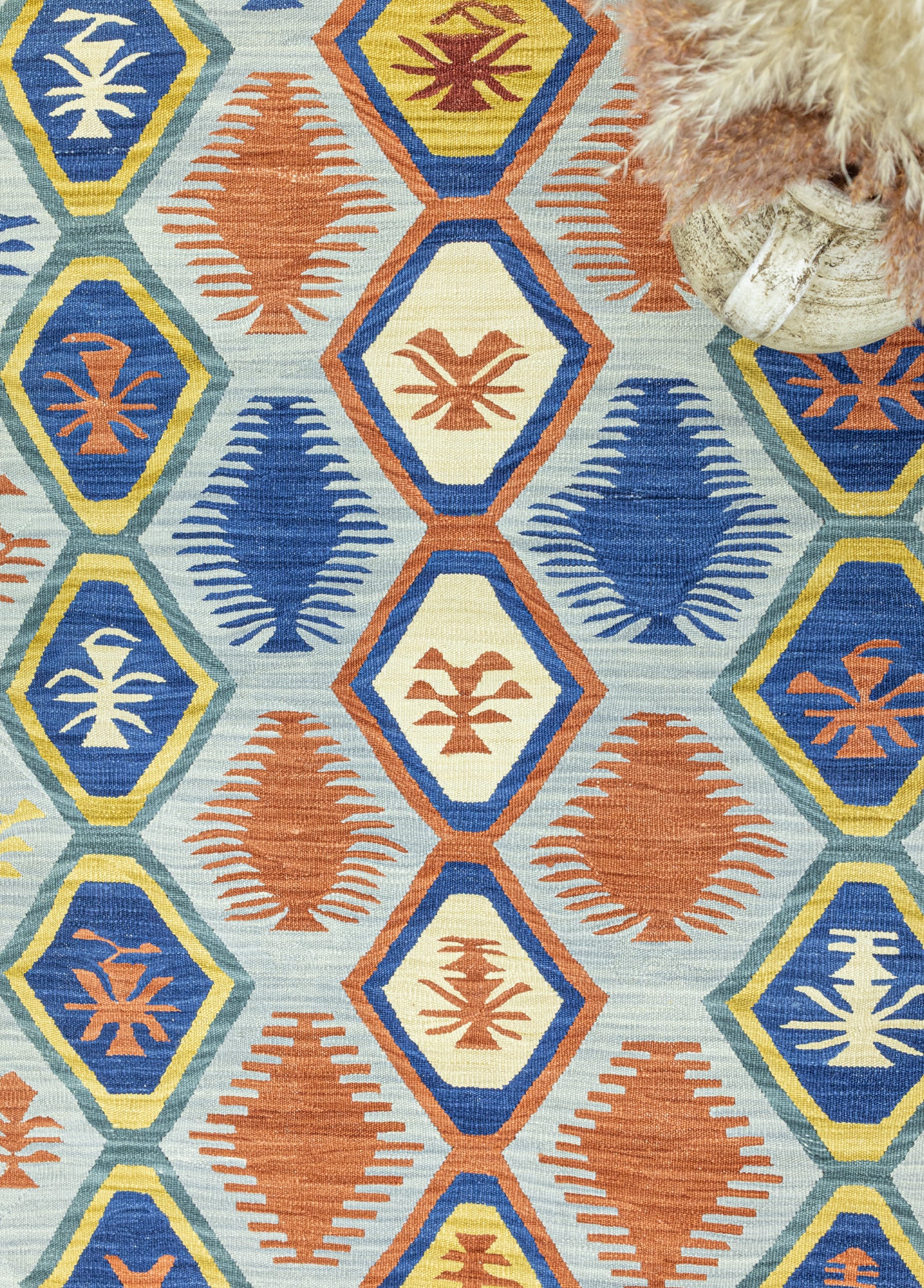 Miraz Geometrik Tasarımlı Yün Kilim 113x172 cm