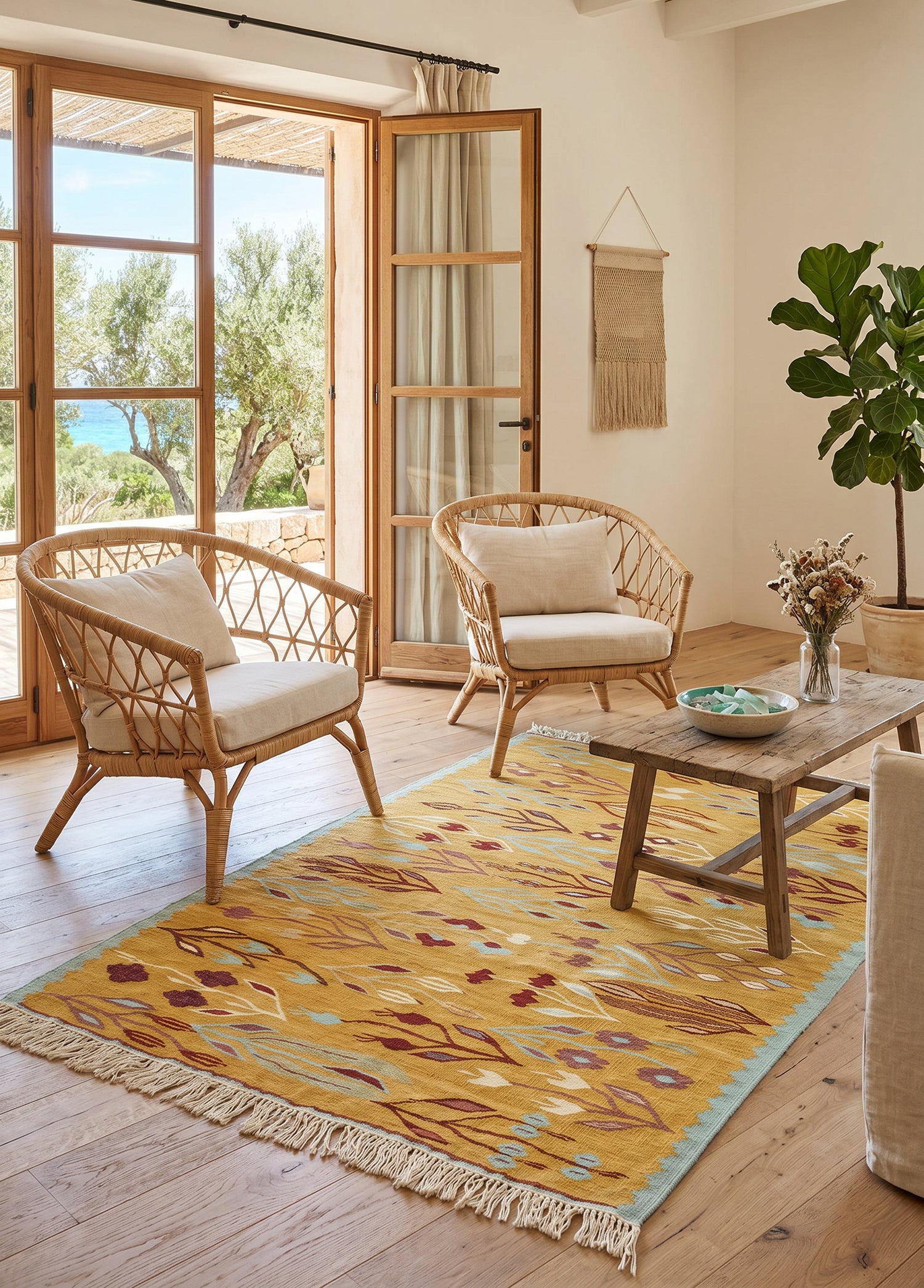 Tiva Çiçekli El Dokuma Kilim 124x171 cm