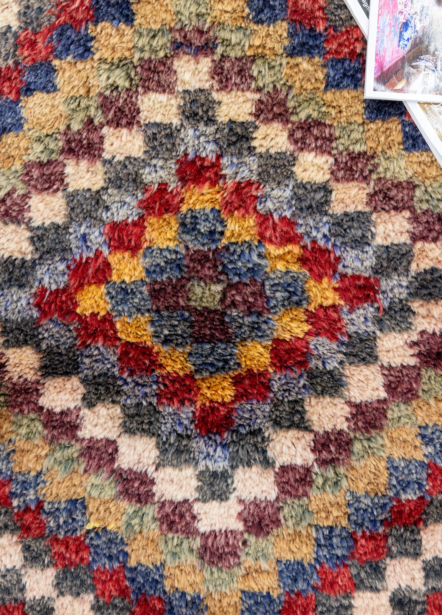 Hamra Damalı Shaggy Tarz Halı 130x181 cm