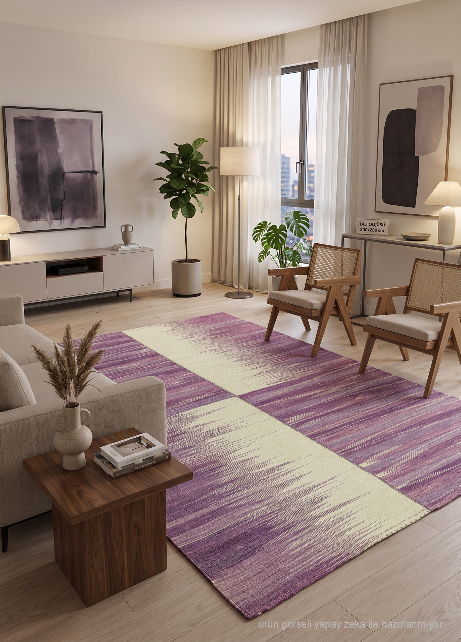 Lilac Dekoratif  El Dokuma Kilim 203x277 cm
