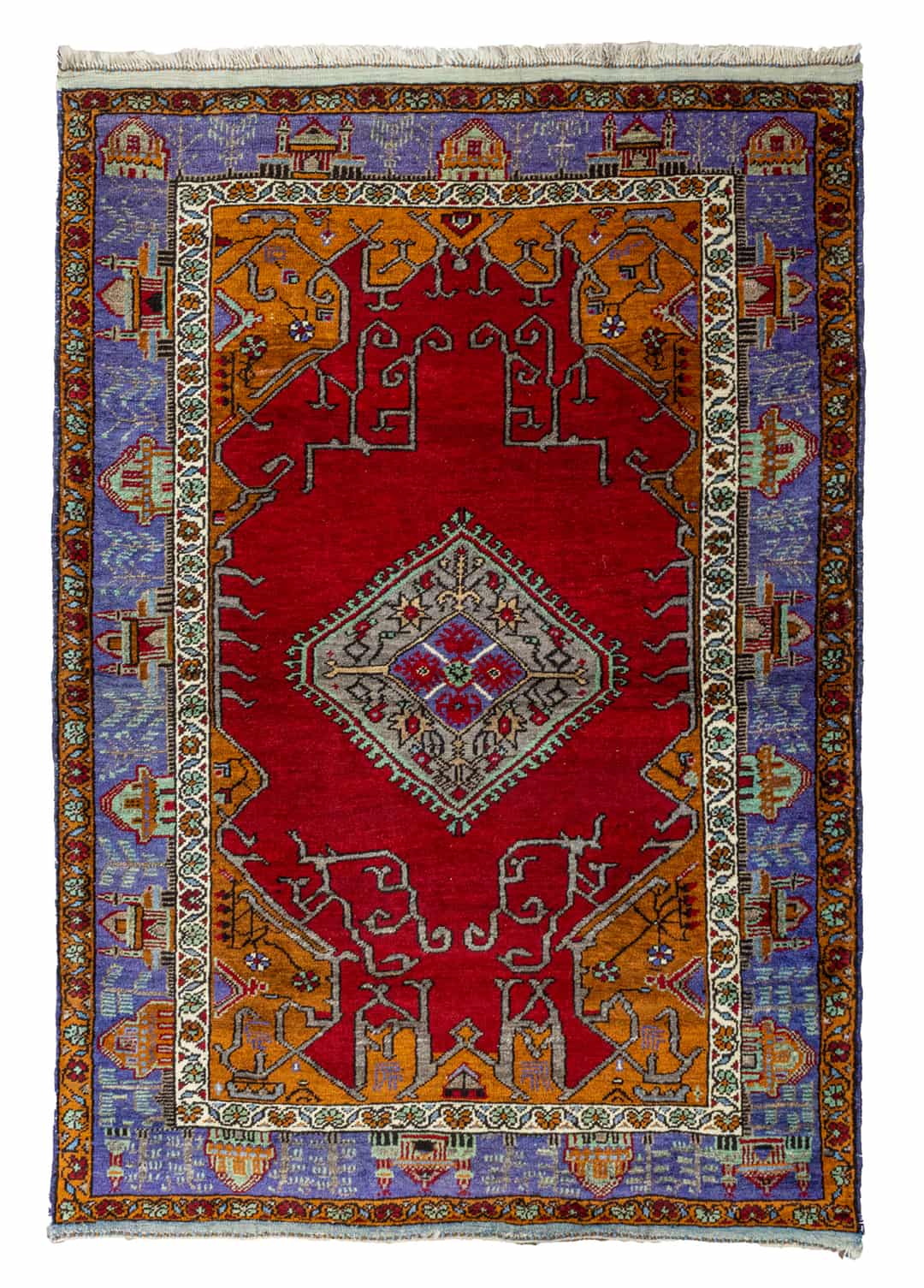 Lavira Rustik Desenli El Dokuma Yün Köy Halı 130x185 cm