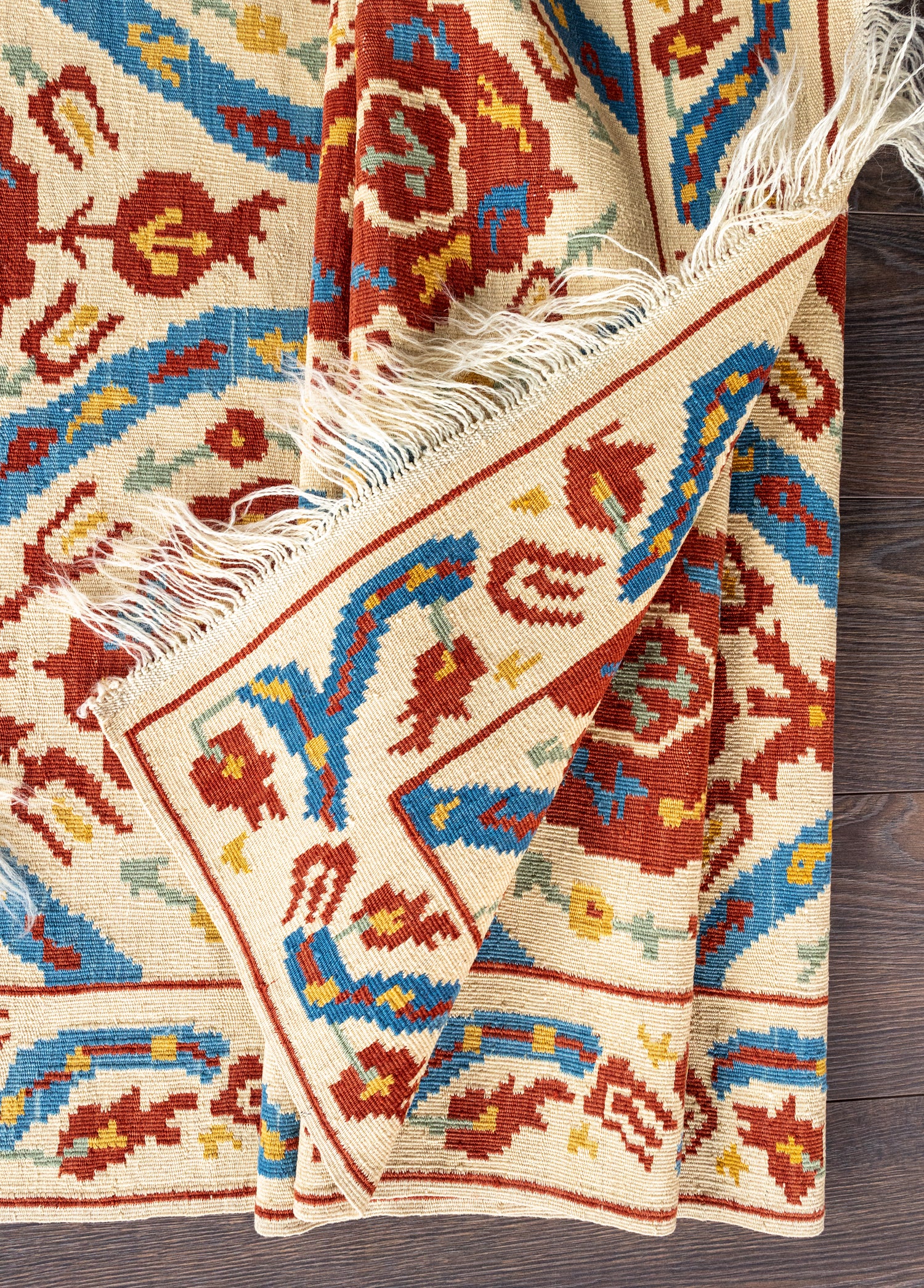 Klair Özbek Desenli El Dokuma Yün Kilim 170x224 cm