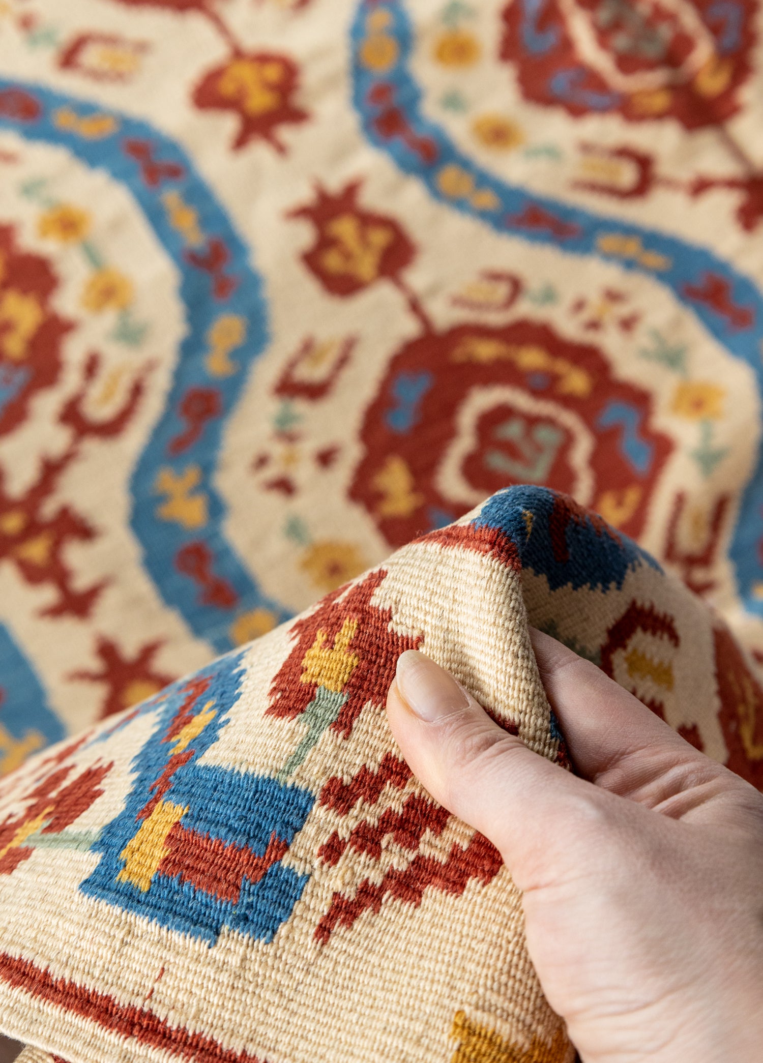 Klair Özbek Desenli El Dokuma Yün Kilim 170x224 cm