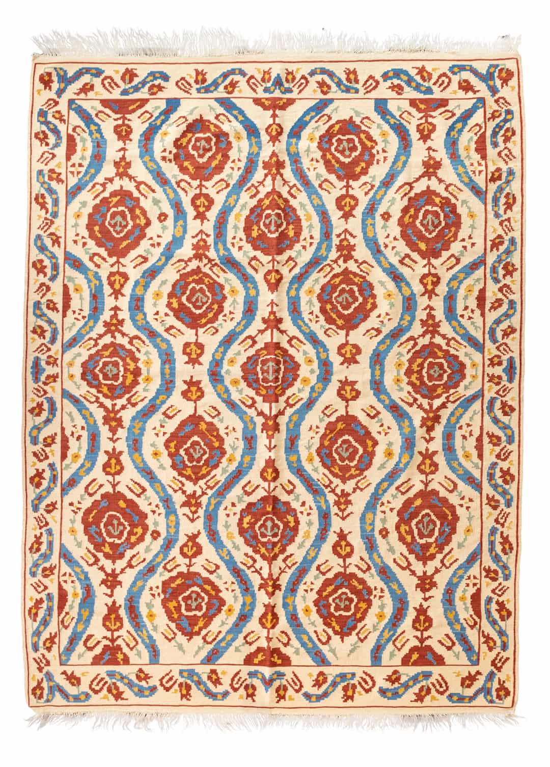 Klair Özbek Desenli El Dokuma Yün Kilim 170x224 cm