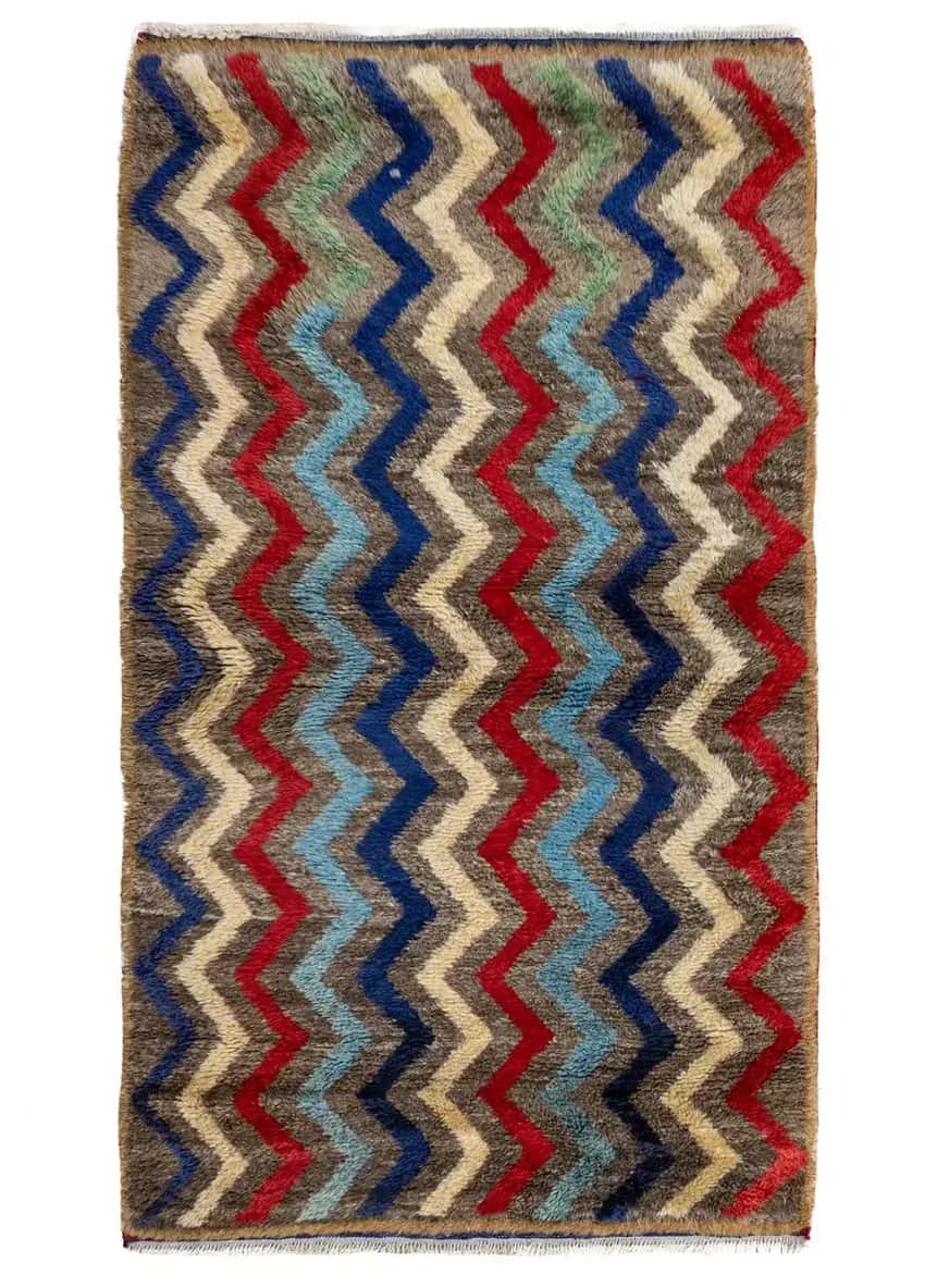 Buke Geometrik Desenli El Dokuma Yün Halı 94x160 cm