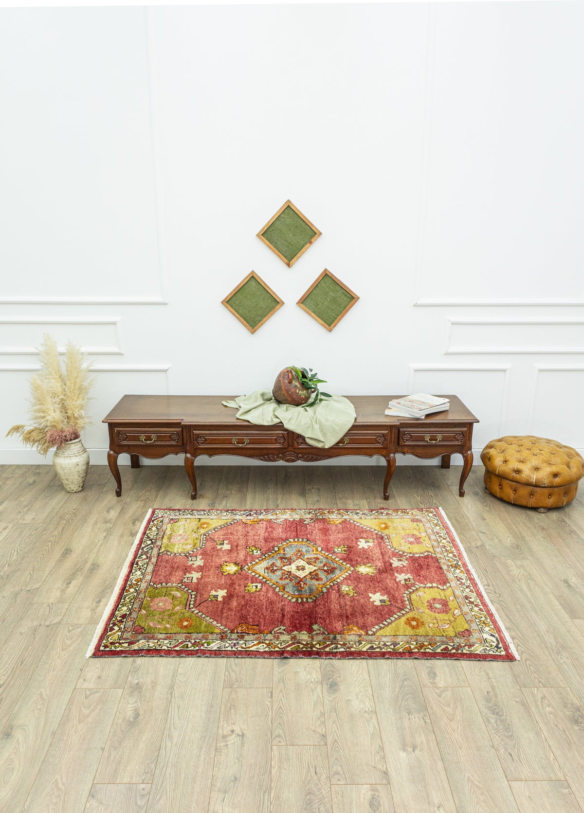 Sina El Dokuma Kırmızı Dekoratif Dazkırı Halı 131x173 cm