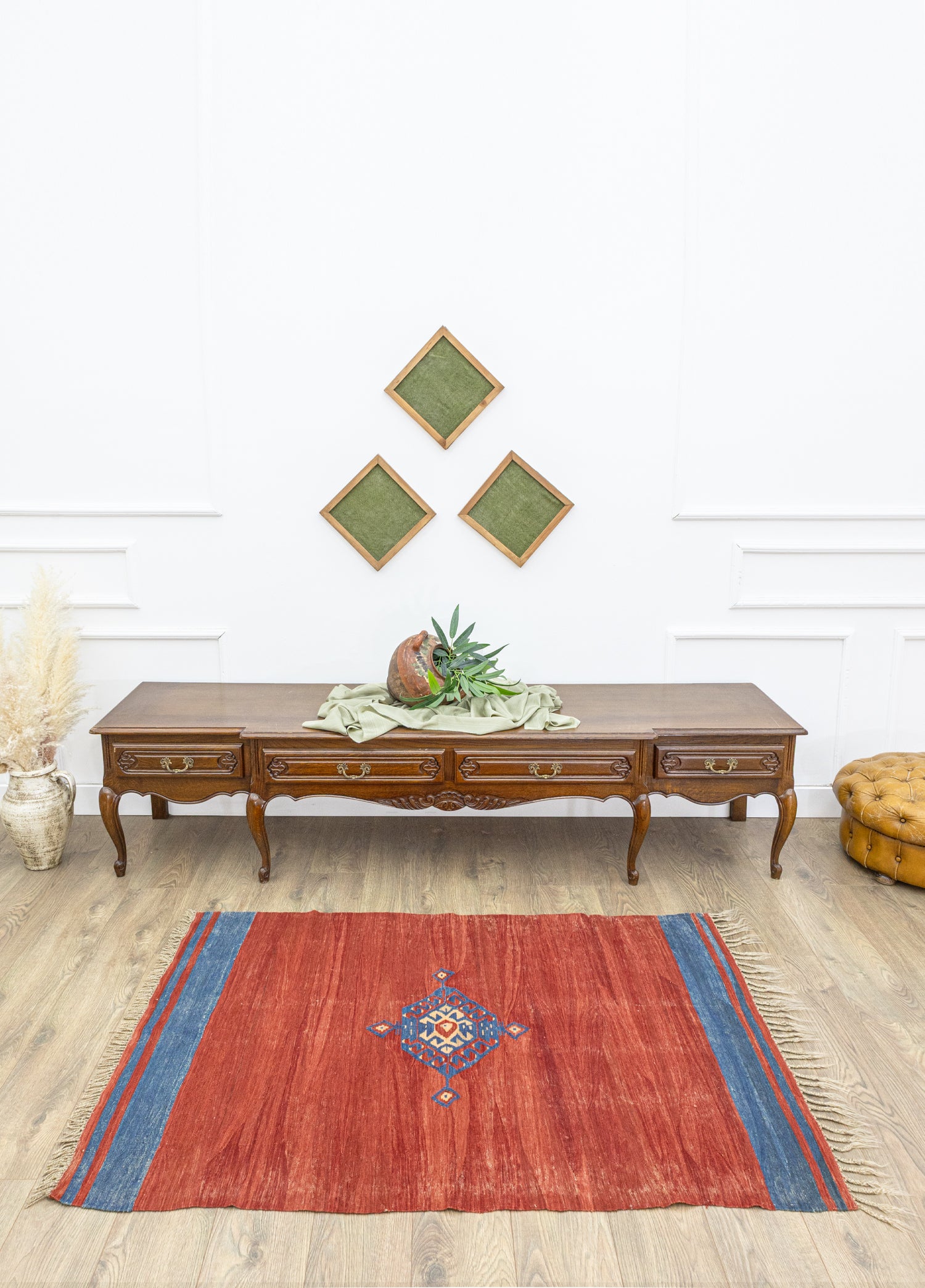 Lemi Kırmızı El Dokuma Kilim 110x161 cm