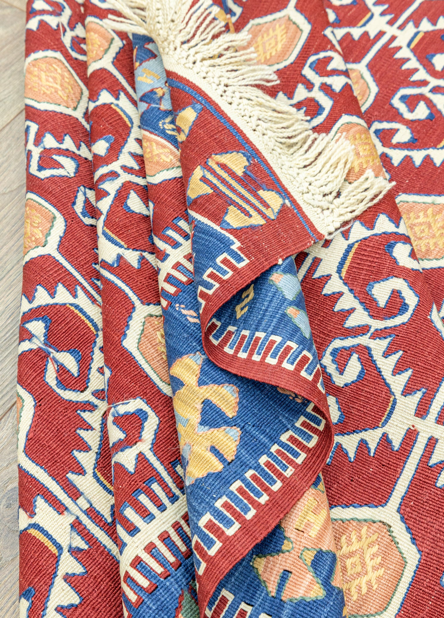Ahil El Dokuma Kırmızı Yün Kilim 209x297 cm