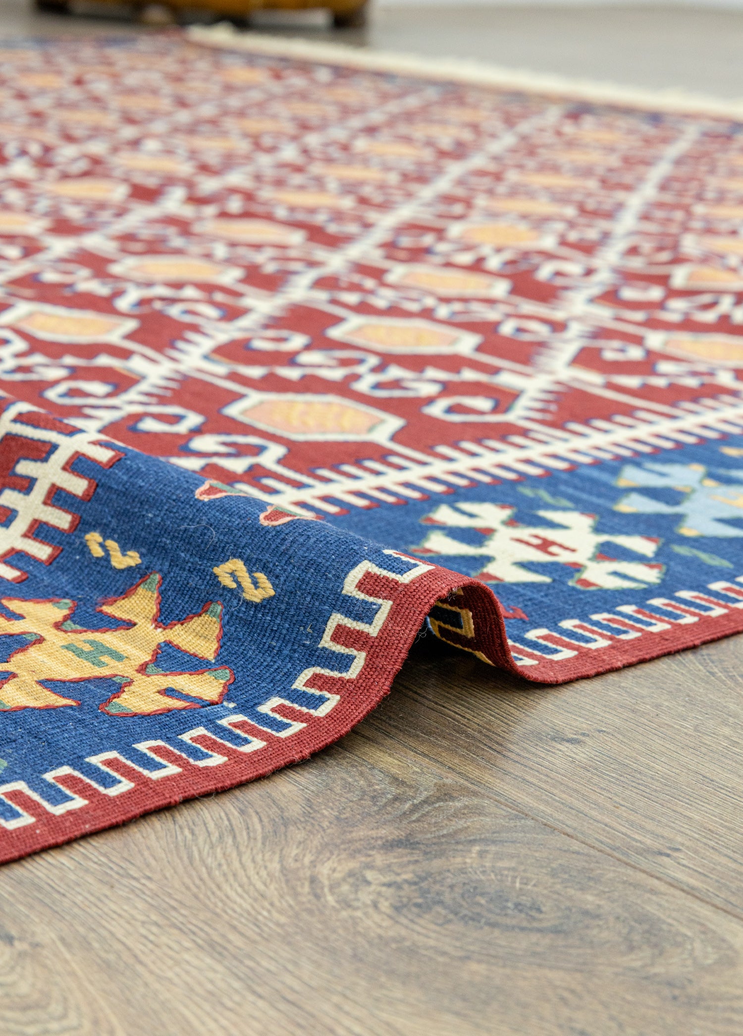 Ahil El Dokuma Kırmızı Yün Kilim 209x297 cm