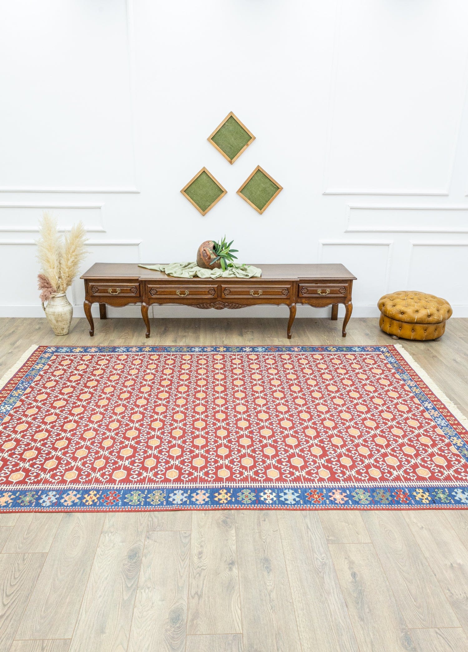 Ahil El Dokuma Kırmızı Yün Kilim 209x297 cm – Soho Antiq