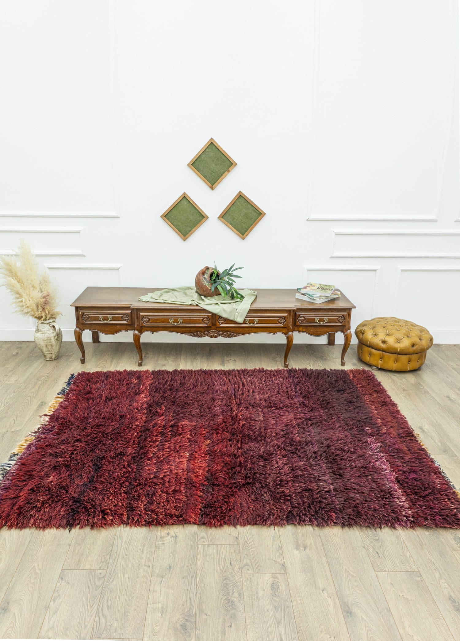 Tayeçe El Dokuma Bordo Tülü Halı 164x237 cm