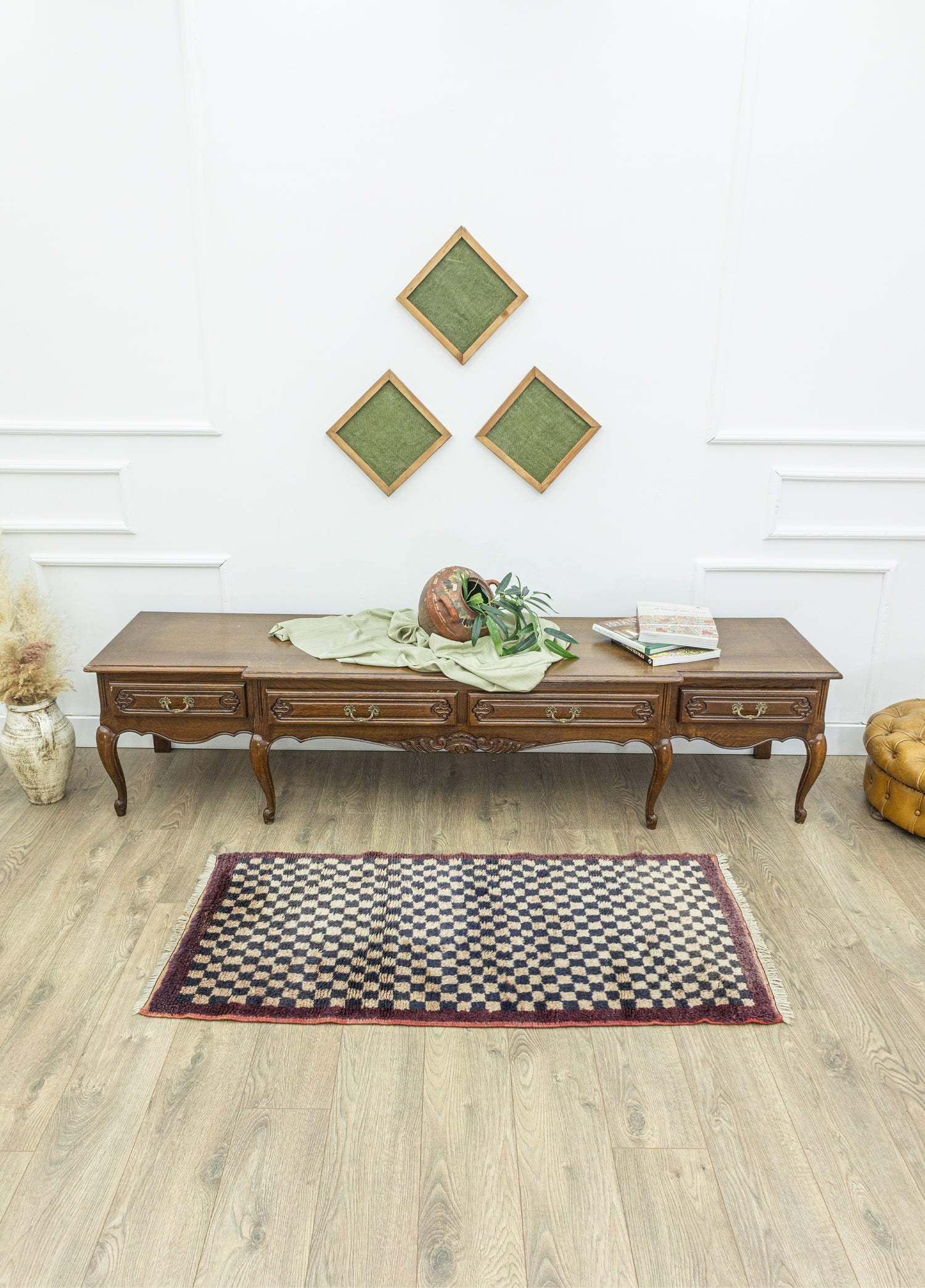 Kiyra Dama Desenli El Dokuma Halı 71x150 cm