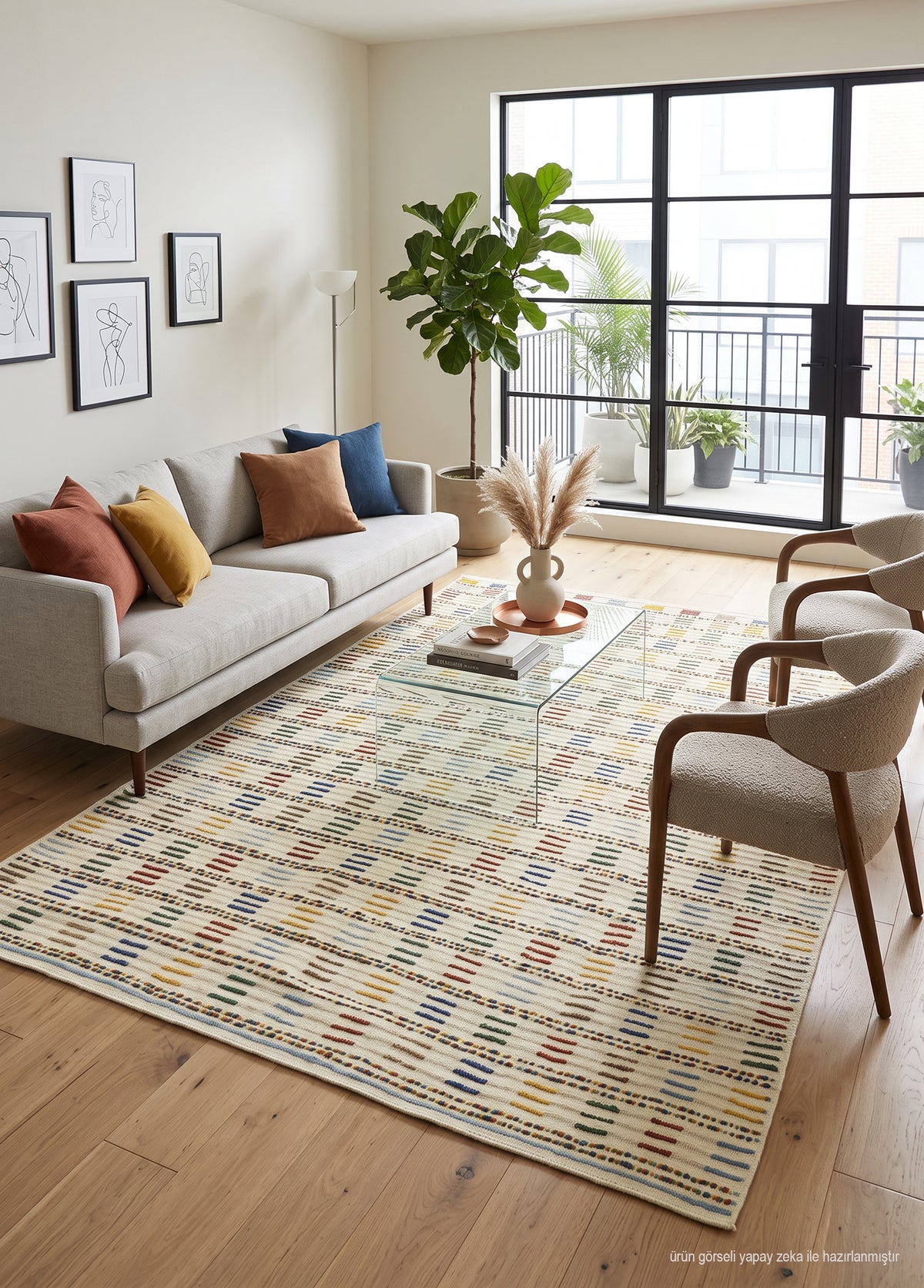 Seyra Modern Tasarımlı Yün Halı 156x259 cm