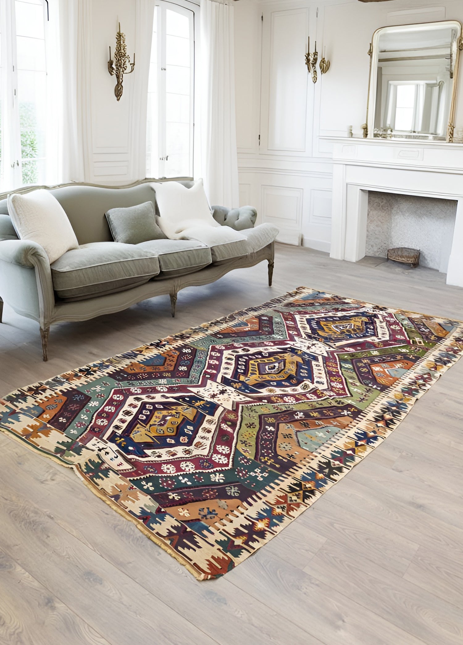 Ereğli El Dokuma Renkli Antika Kilim