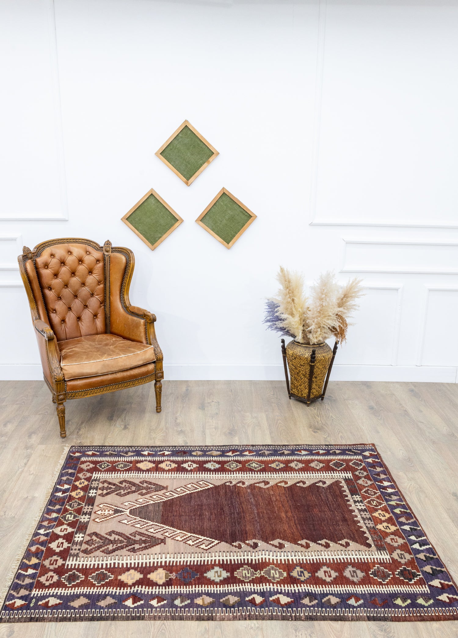 Tela El Dokuma Bordo İnce Kilim 126x174