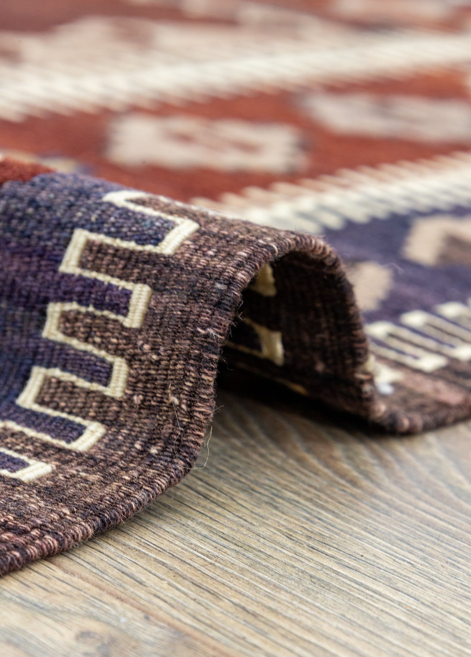 Tela El Dokuma Bordo İnce Kilim 126x174