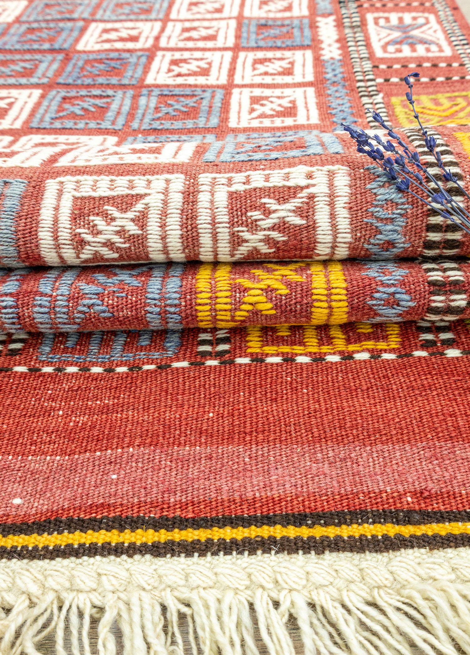 Edra Geometrik Desenli Yün Cicim Kilim 152x222 cm