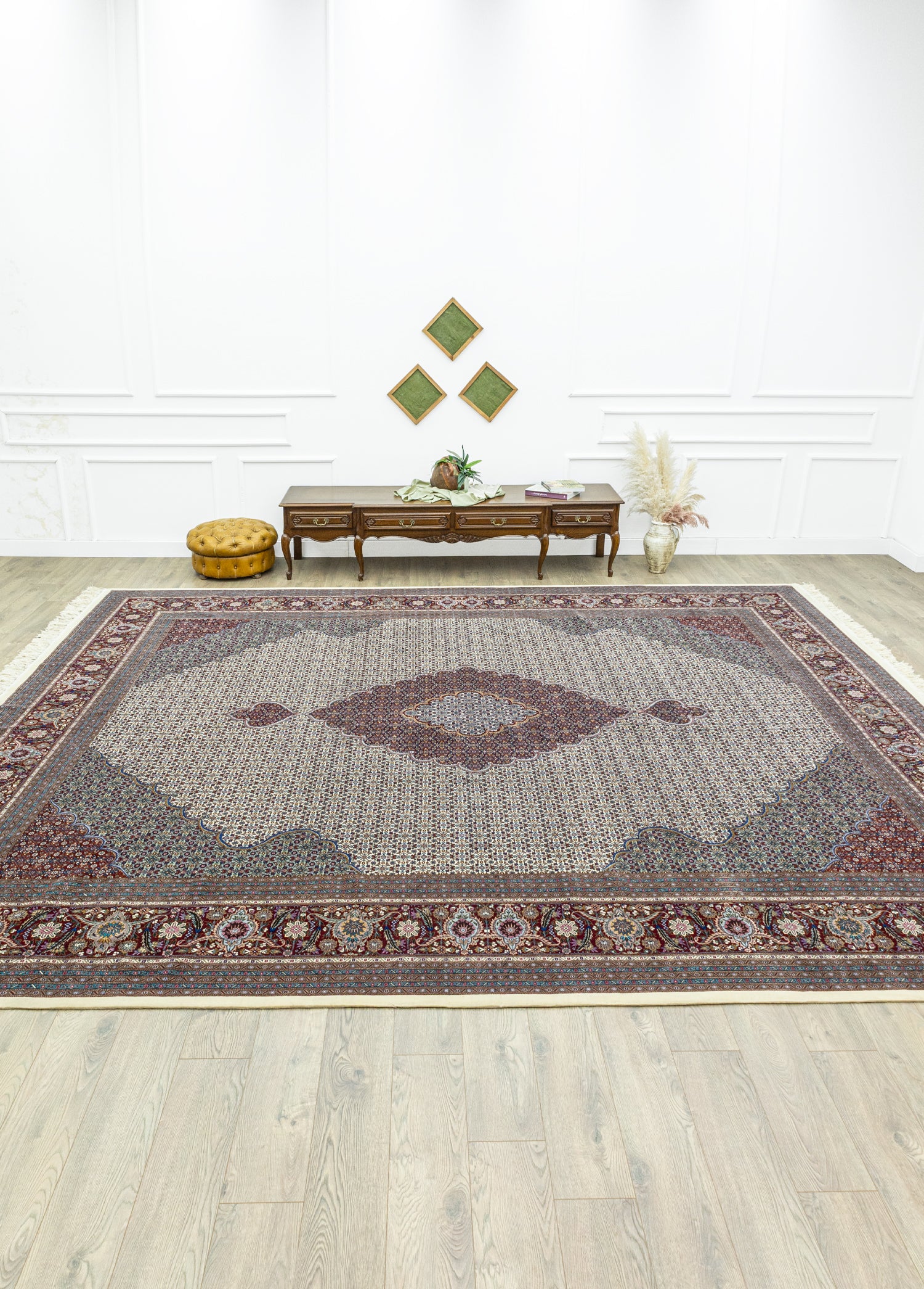 Eyvan Büyük El Dokuma Tebriz İran Halısı 370x455 cm