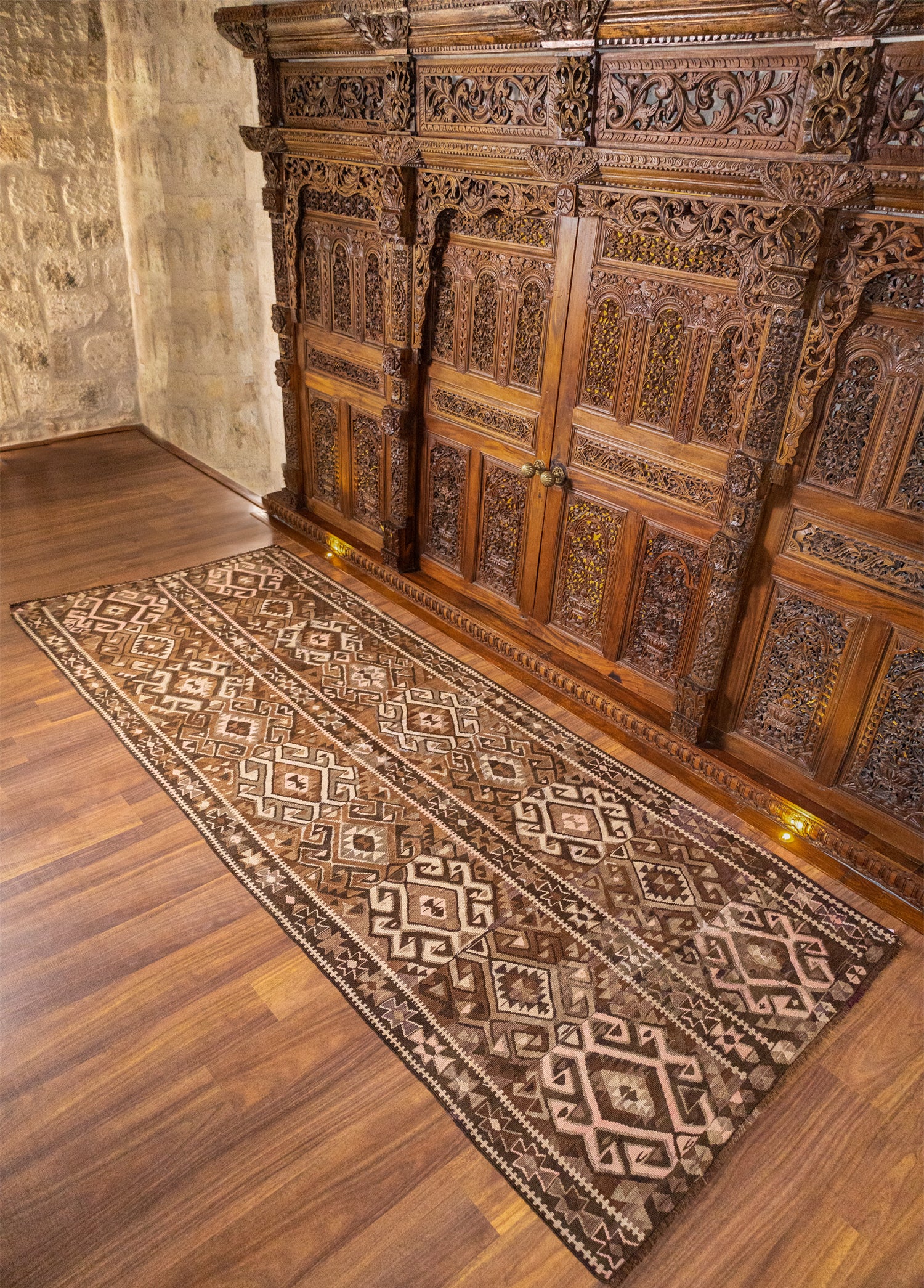 Linda Vintage Rustic Wool Rug 140x362 cm