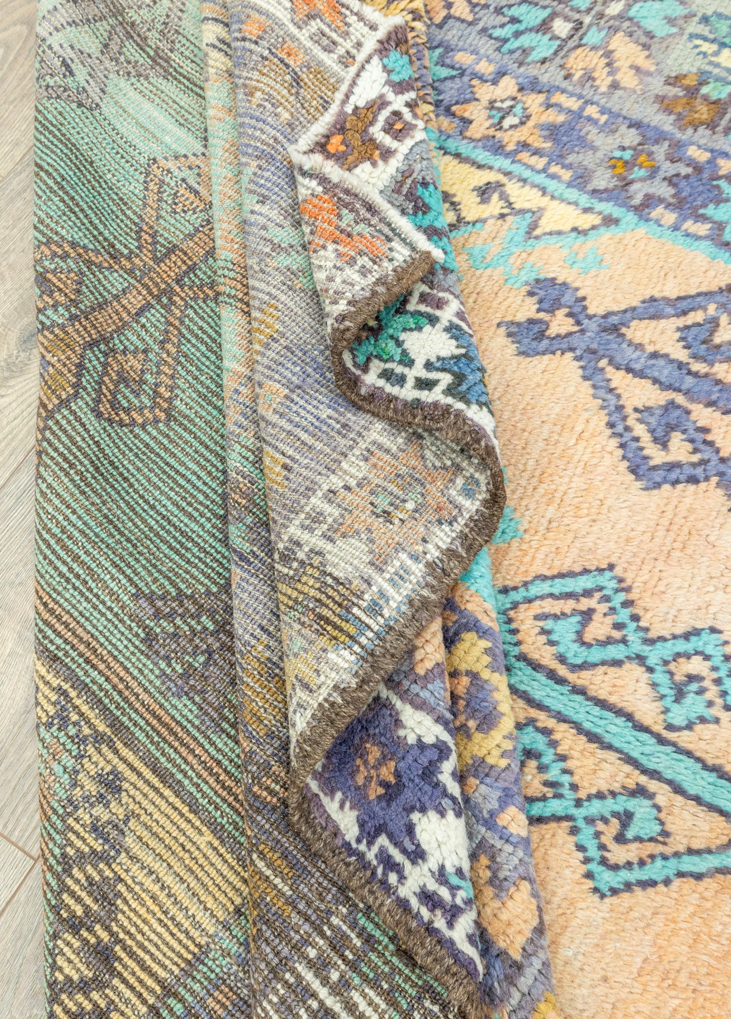 Tayte Bereket Motifli Renkli Yün Halı 158x371 cm