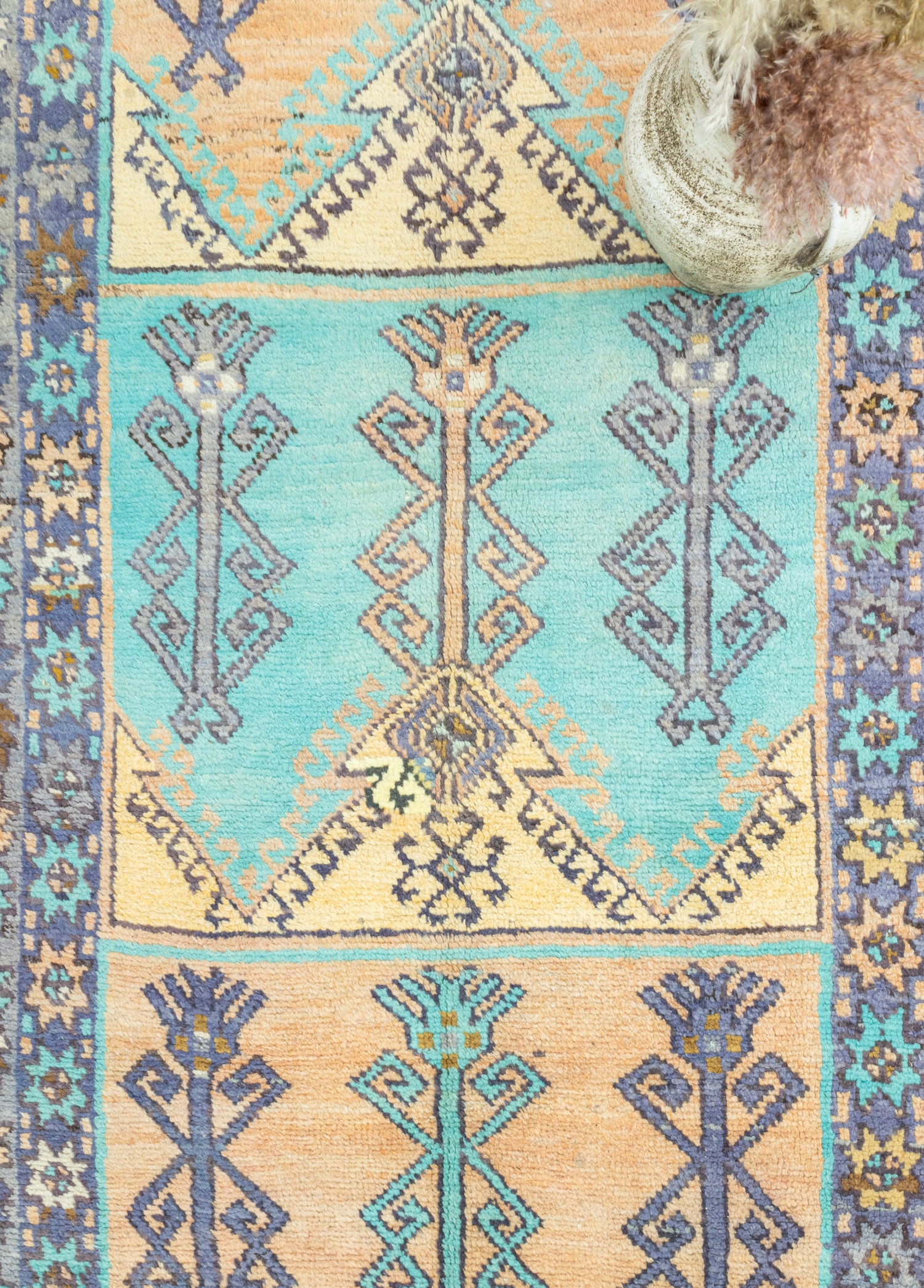 Tayte Bereket Motifli Renkli Yün Halı 158x371 cm