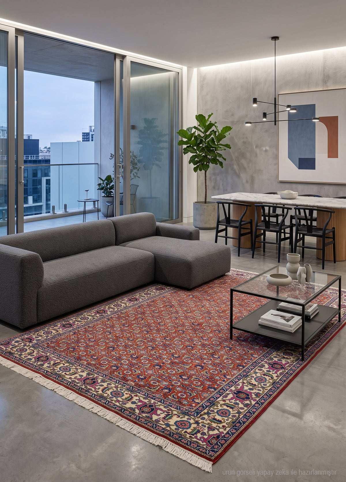 Mihra Dekoratif Kırmızı Kayseri Halısı 200x296