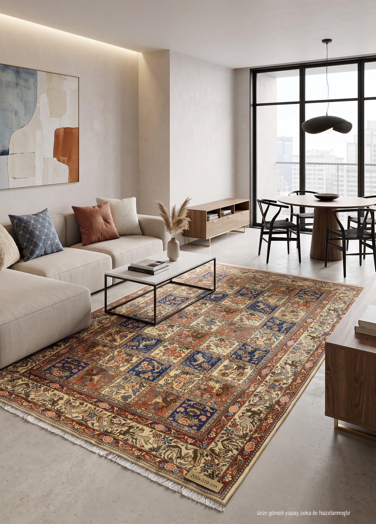 Bertil Vintage El Dokuma İran Halısı 200x319 cm