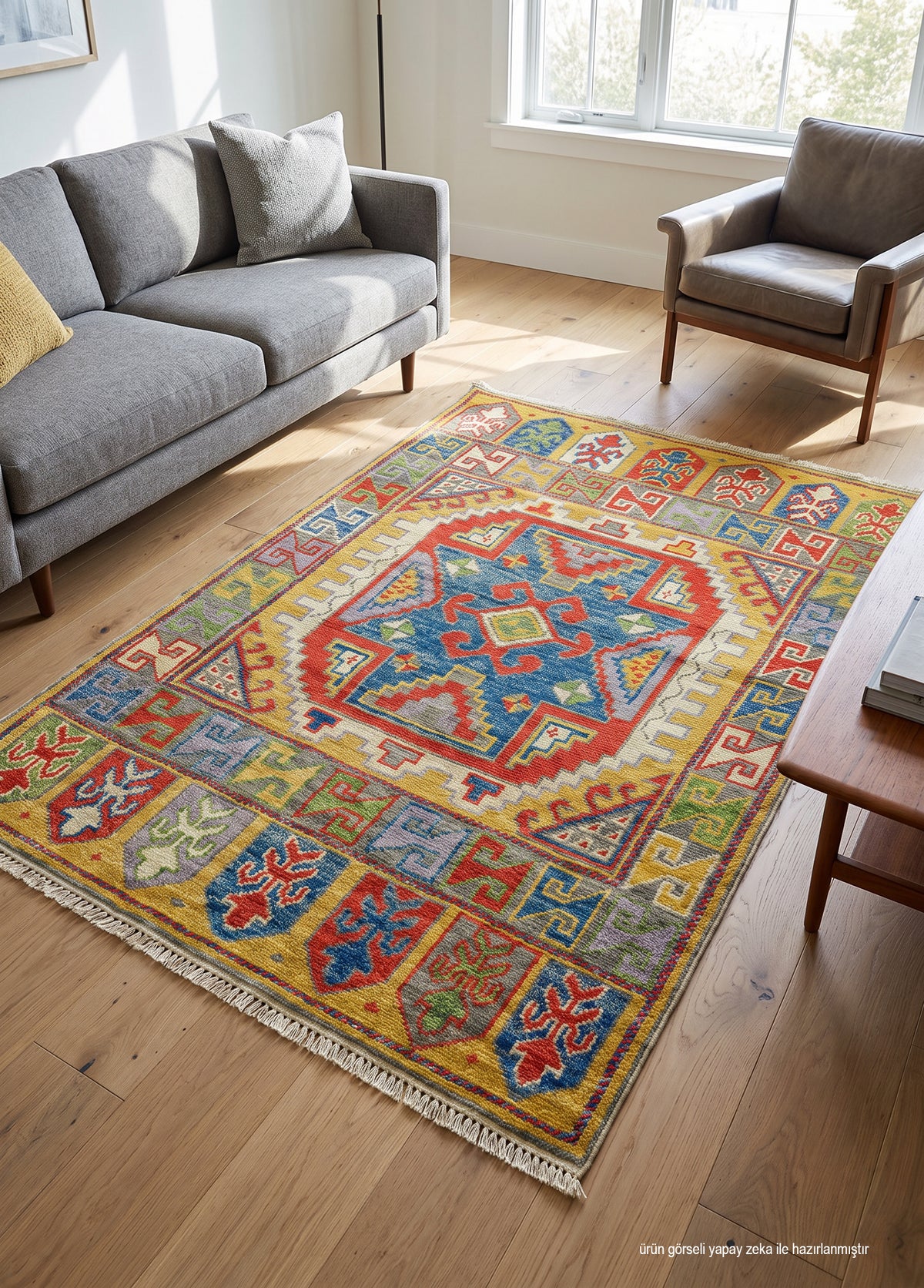 Virel Geometrik Tasarımlı Yün Halı 122x174 cm