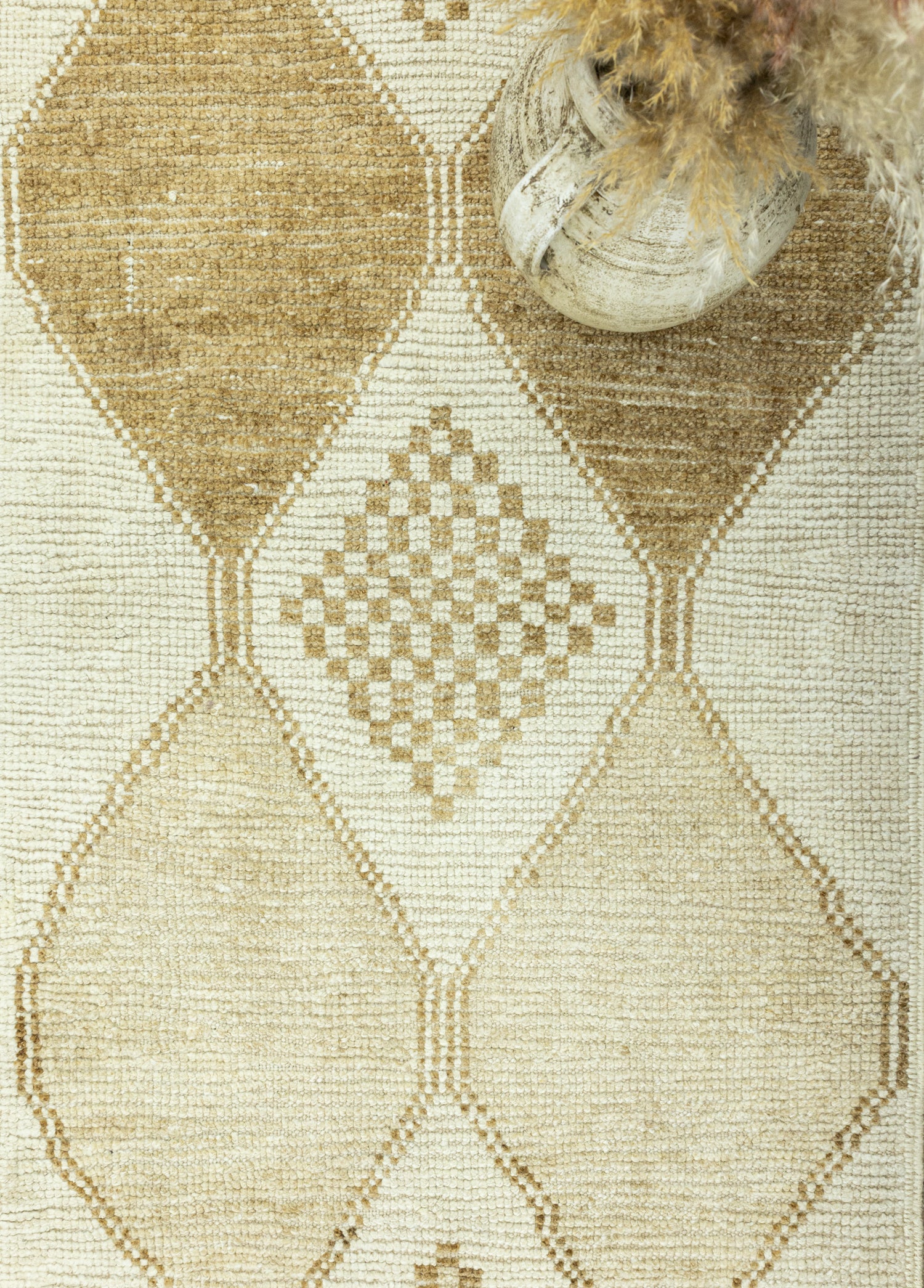 Mercan Geometrik Desenli Yün Yolluk 89x229 cm