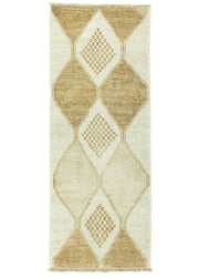 Mercan Geometrik Desenli Yün Yolluk 89x229 cm