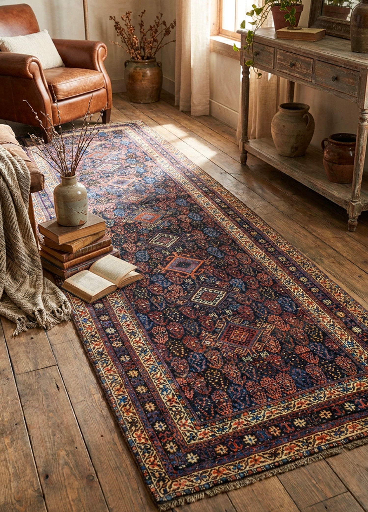 Sadun Etnik Tasarımlı İran Yolluk 126x398 cm