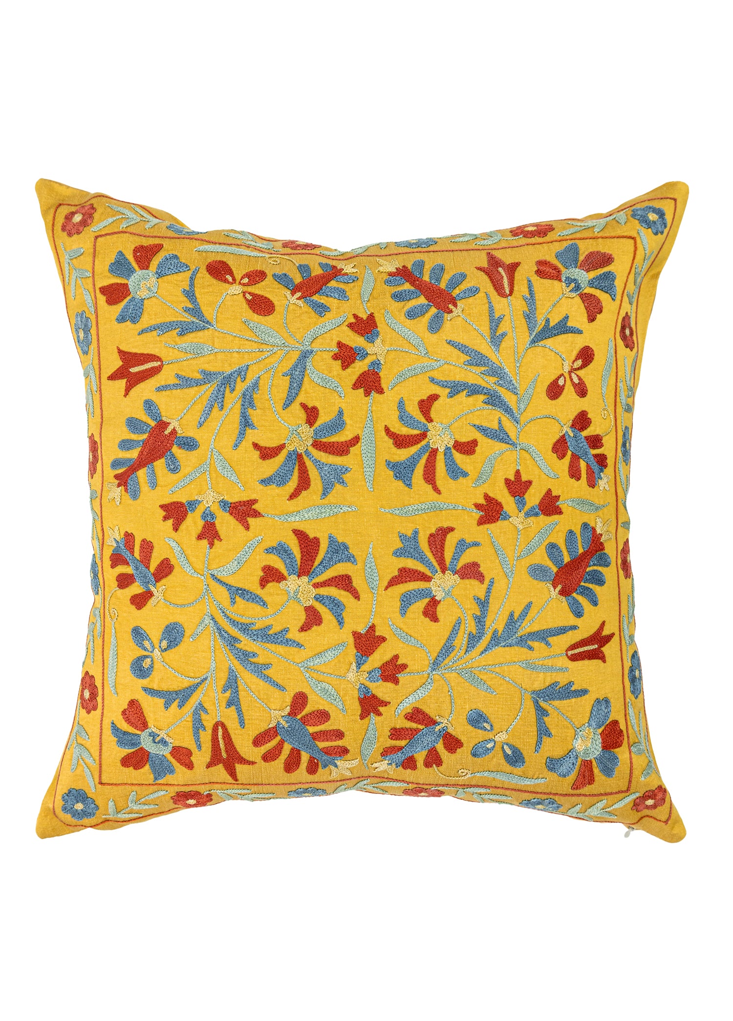 Tayen Çiçekli İpek Kırlent 50x50 cm